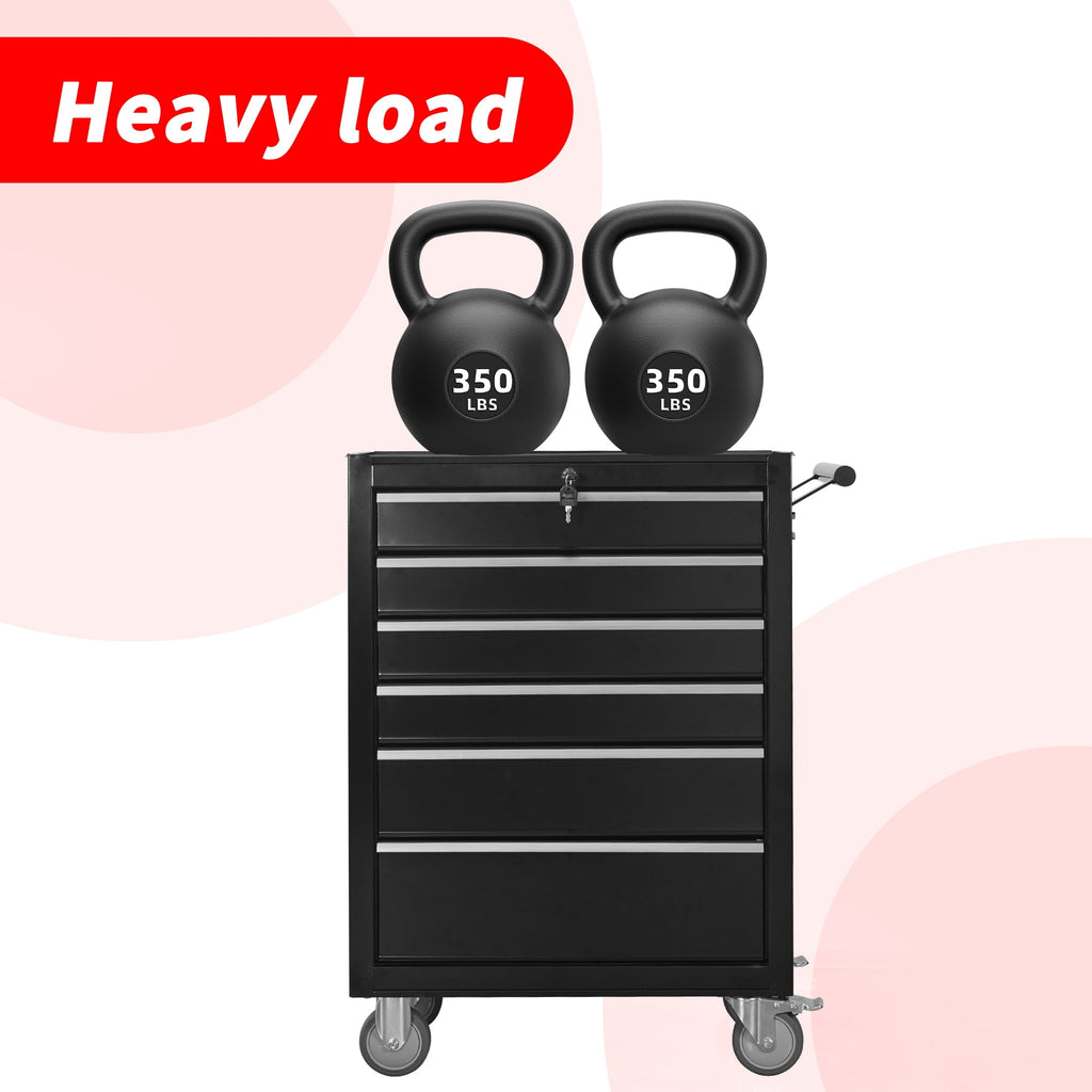 6-Drawer Rolling Tool Chest Cabinet, Large Capacity Metal Tool Box with Wheels,Black - Image 2