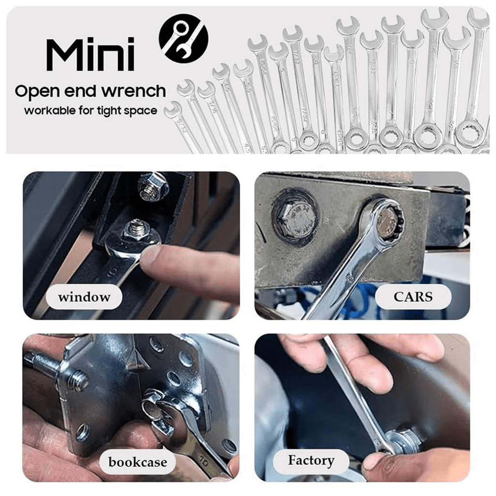 20 Pcs Open End Wrench Set, Mini Metric SAE Combination Set Thin, Ratchet Wrenches Mul pwm25 - Image 6