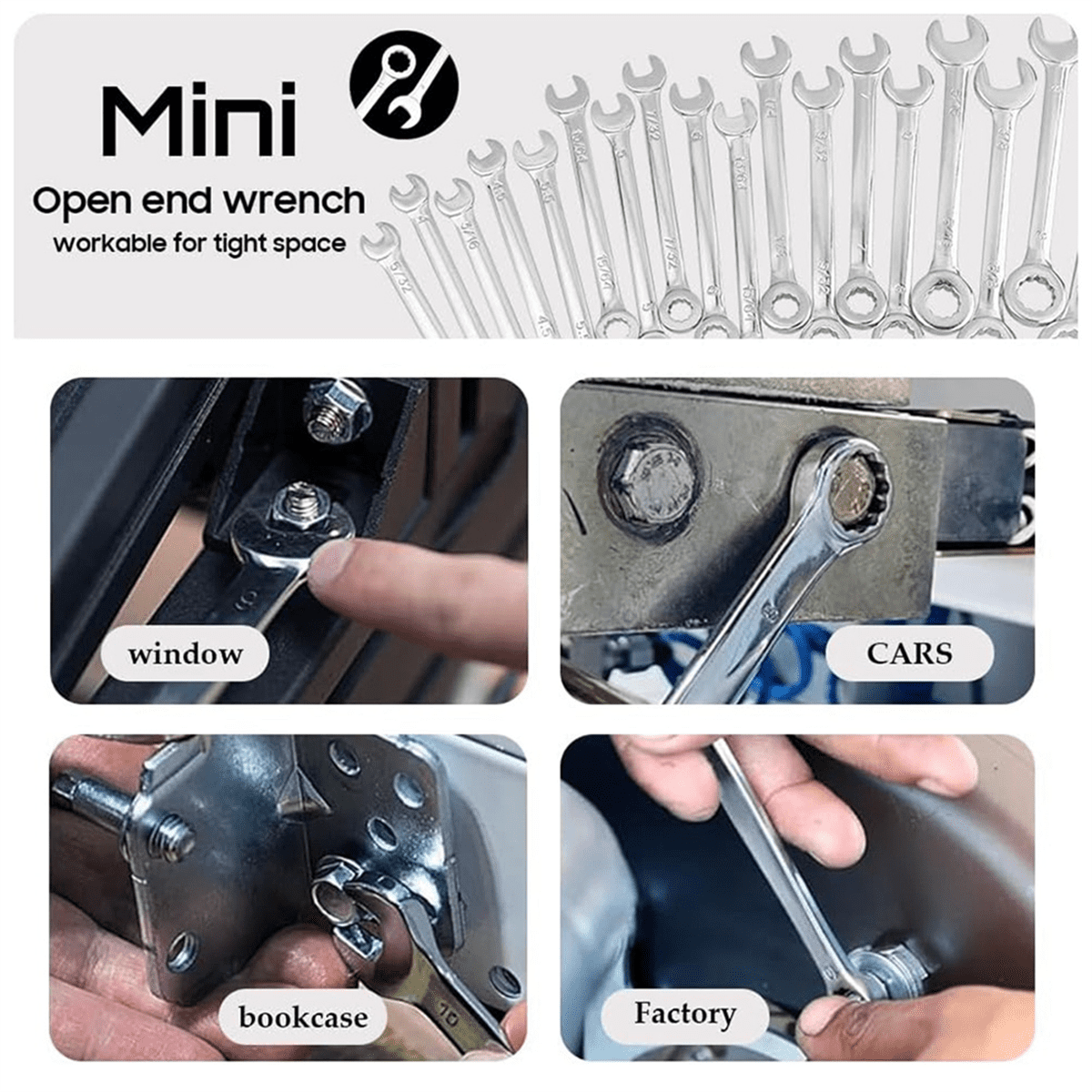 20 Pcs Open End Wrench Set, Mini Metric SAE Combination Set Thin, Ratchet Wrenches Mul pwm25 - Image 6