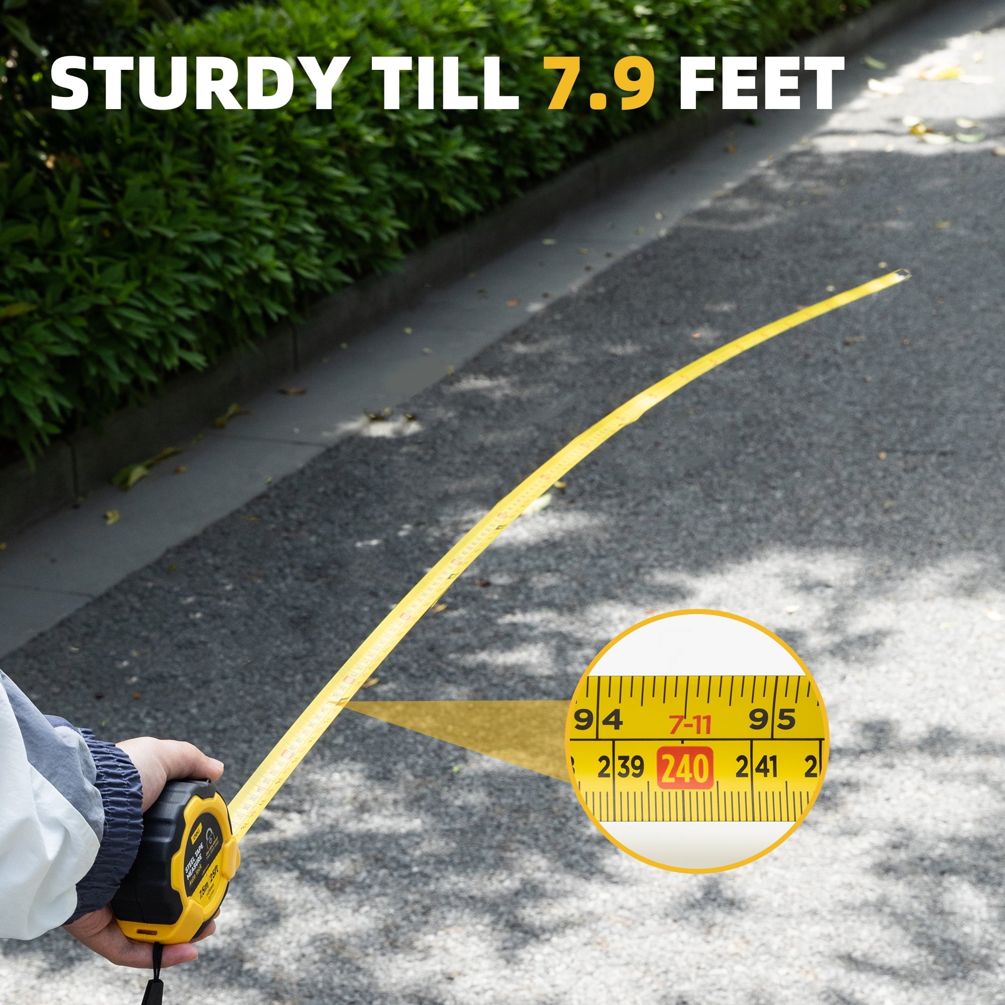 Auto-Lock Steel Tape Measure,Heavy-duty Rubberized Retractable Measuring Tape with Self-Locking, Easy Read Tape Measu... - Image 4