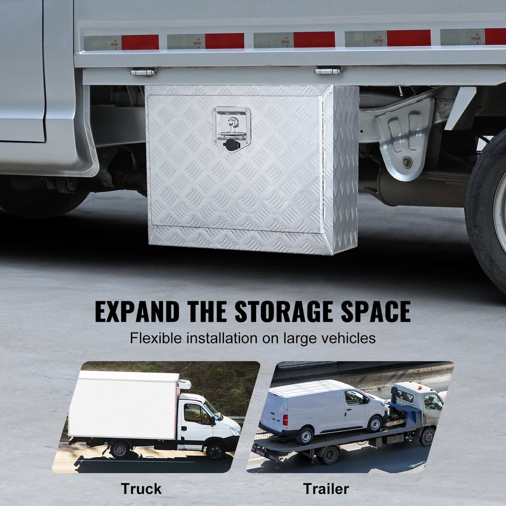 Truck Underbody Storage, 24"x14"x16" Pickup Organizer, Robust Aluminum Diamond Plate Toolbox with Secure Lock and Key... - Image 2