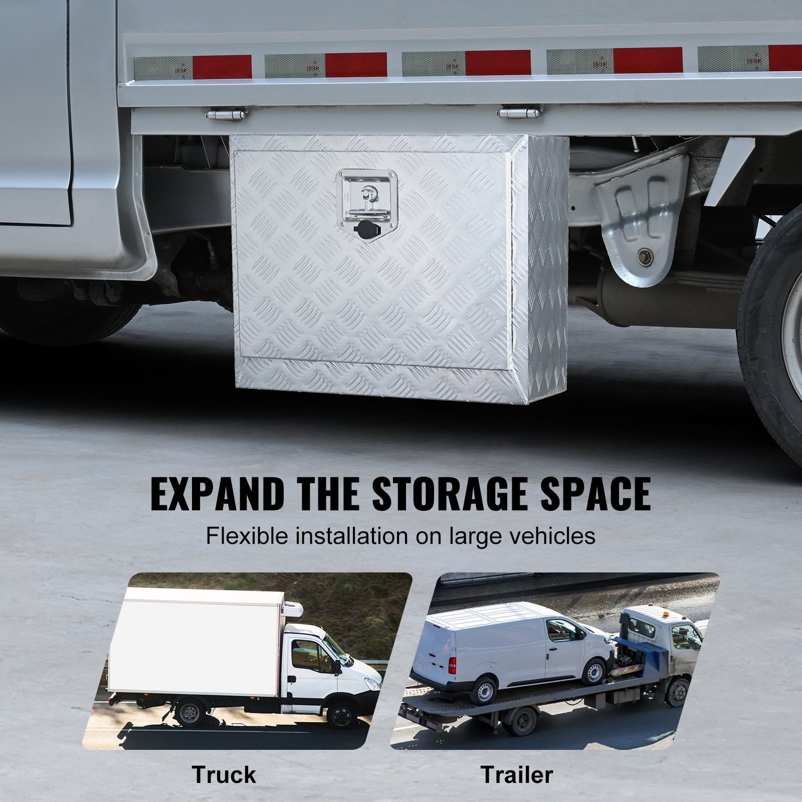 Truck Underbody Storage, 24"x14"x16" Pickup Organizer, Robust Aluminum Diamond Plate Toolbox with Secure Lock and Key... - Image 2