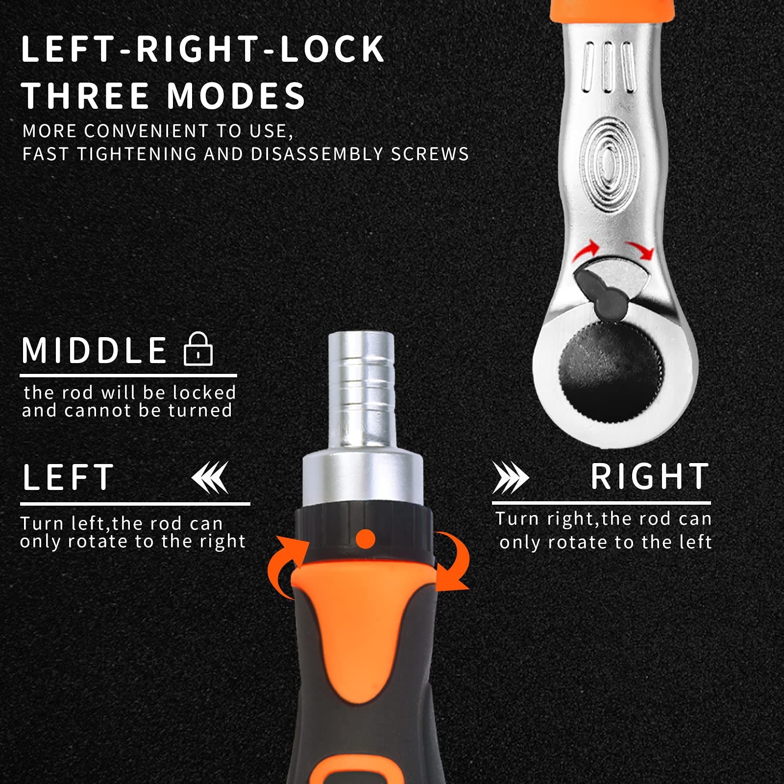 ETEPON 38 in 1 Ratchet Screwdriver Set with Sockets, Magnetic Tips, Rotating Handle, Universal Joint & Storage Case for Electronics, Car, Bi - Image 3