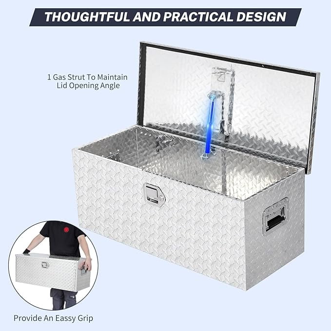 48 Inch Aluminum Truck Tool Box for Pickup Truck Bed RV Toolbox, Heavy Duty Tool Storage Box, Waterproof Storage Orga... - Image 2