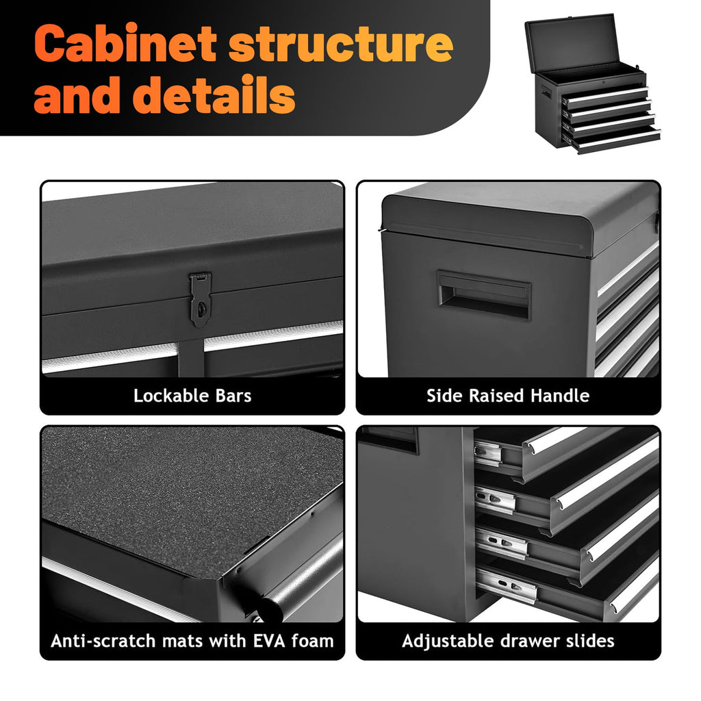 5-Drawer Storage Cabinet with Detachable Top Box Universal Lockable Wheels for Garage Workshop - Image 2