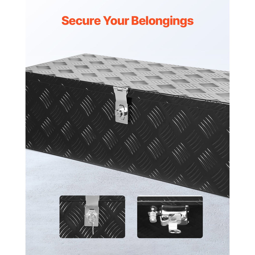 Durable Aluminum Truck Bed Tool Box, Textured Storage Box with Side Handle and Lockable Design, Organizer Chest for T... - Image 3