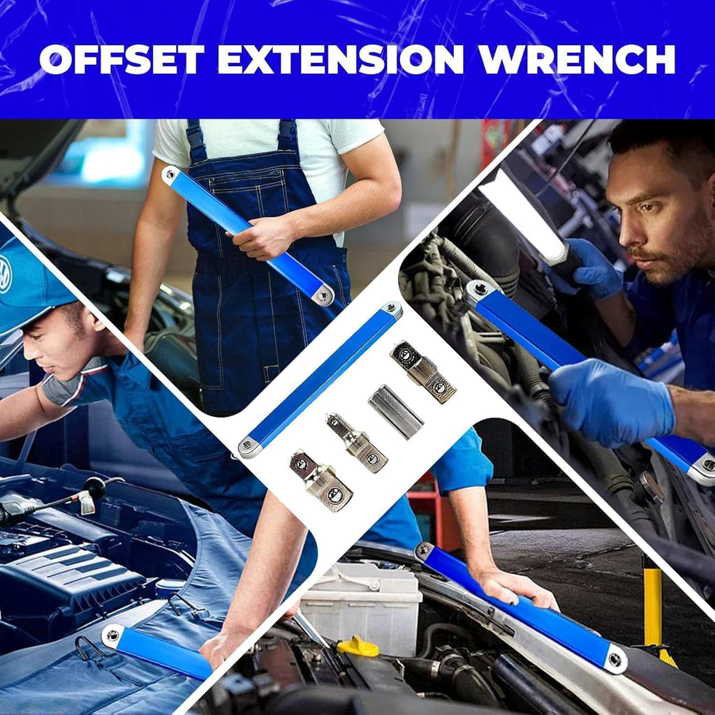 Tool Set, 15.4 Inch with 1/4, 3/8 and 1/2 Inch Square Drive Adapters, Off Set Compatible with Impact (Blue) - Image 4