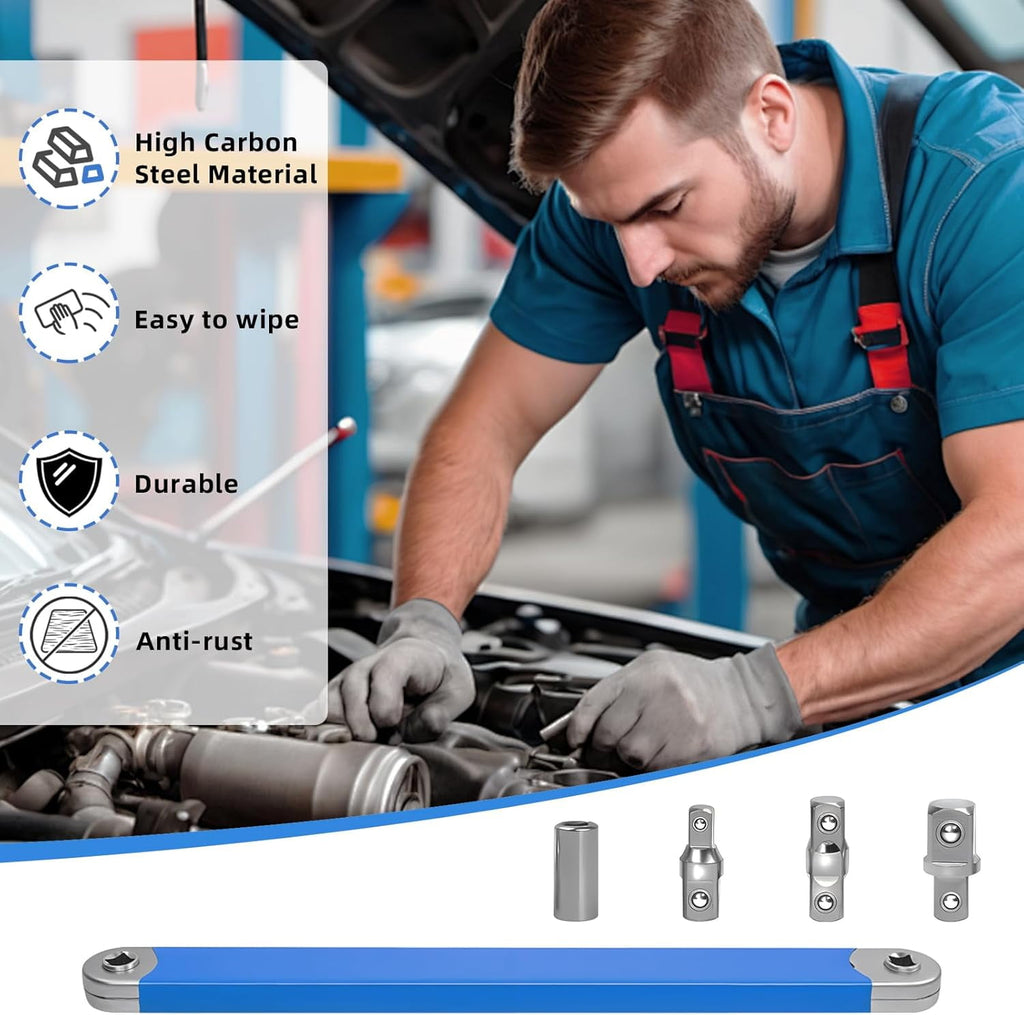 Santawood Offset Extension Wrench - 15-Inch Impact  wrench set, with 1/2", 1/4" and 3/8" Square Drive Adapters, Universal Extensions Wrench - Image 4