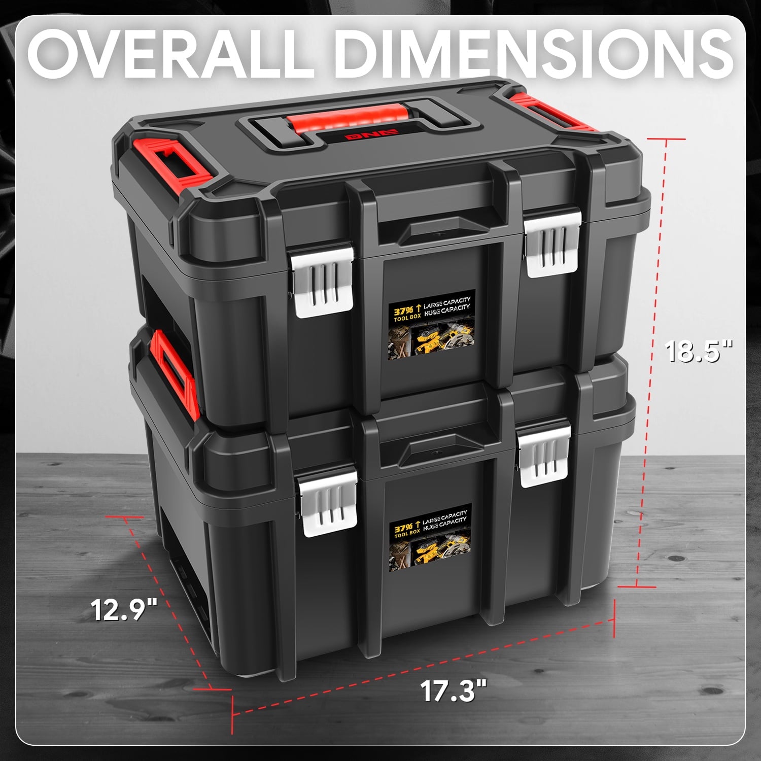 2pcs Tool Boxes Set - Lockable Organizer Storage Portable Toolbox with Removable Tray for Workshop Garage & Household... - Image 5
