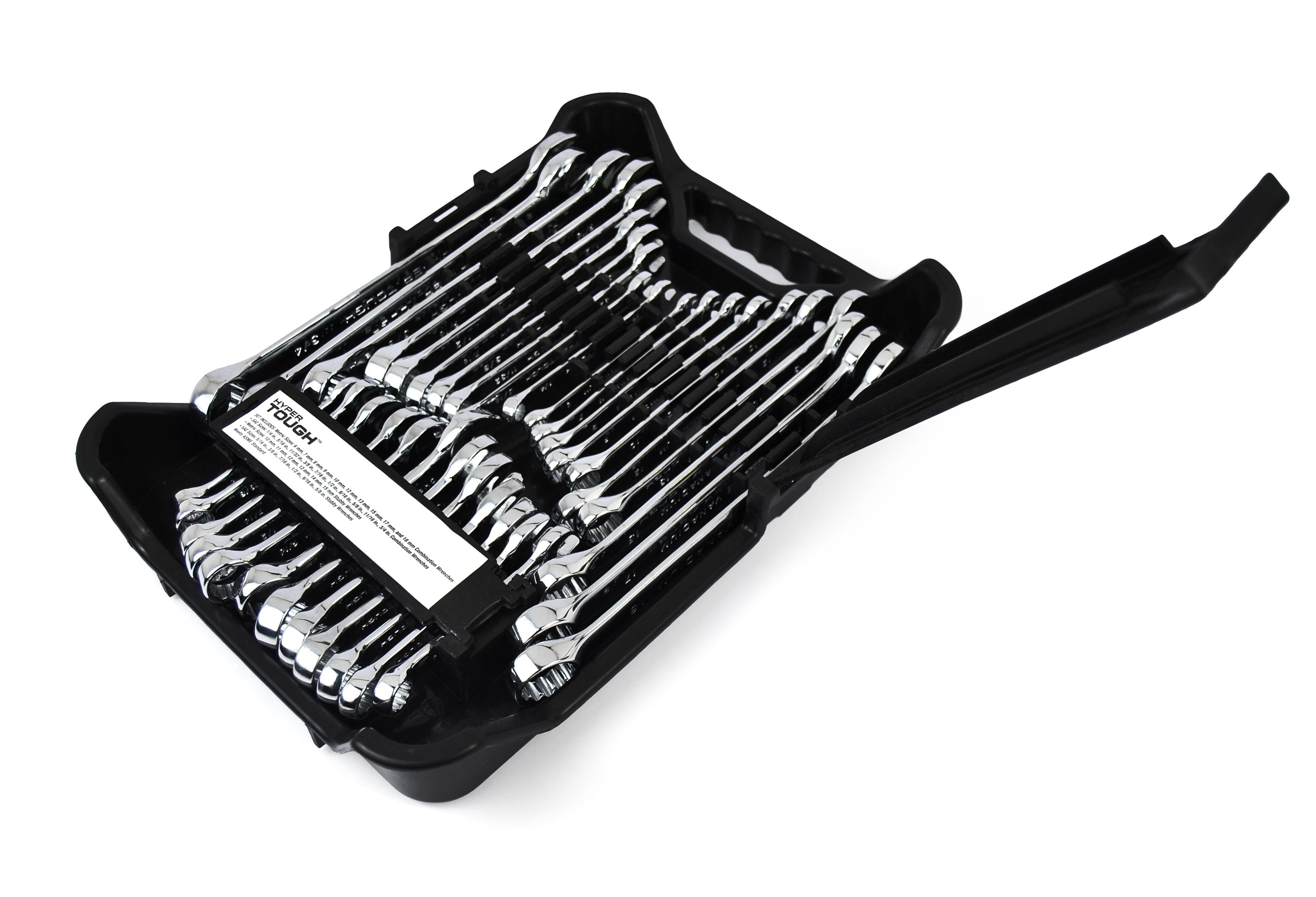 32-Piece Combination Wrench Set, SAE & Metric, Chrome Vanadium Steel, Standard & Stubby Sizes, Storage Case Included - Image 4