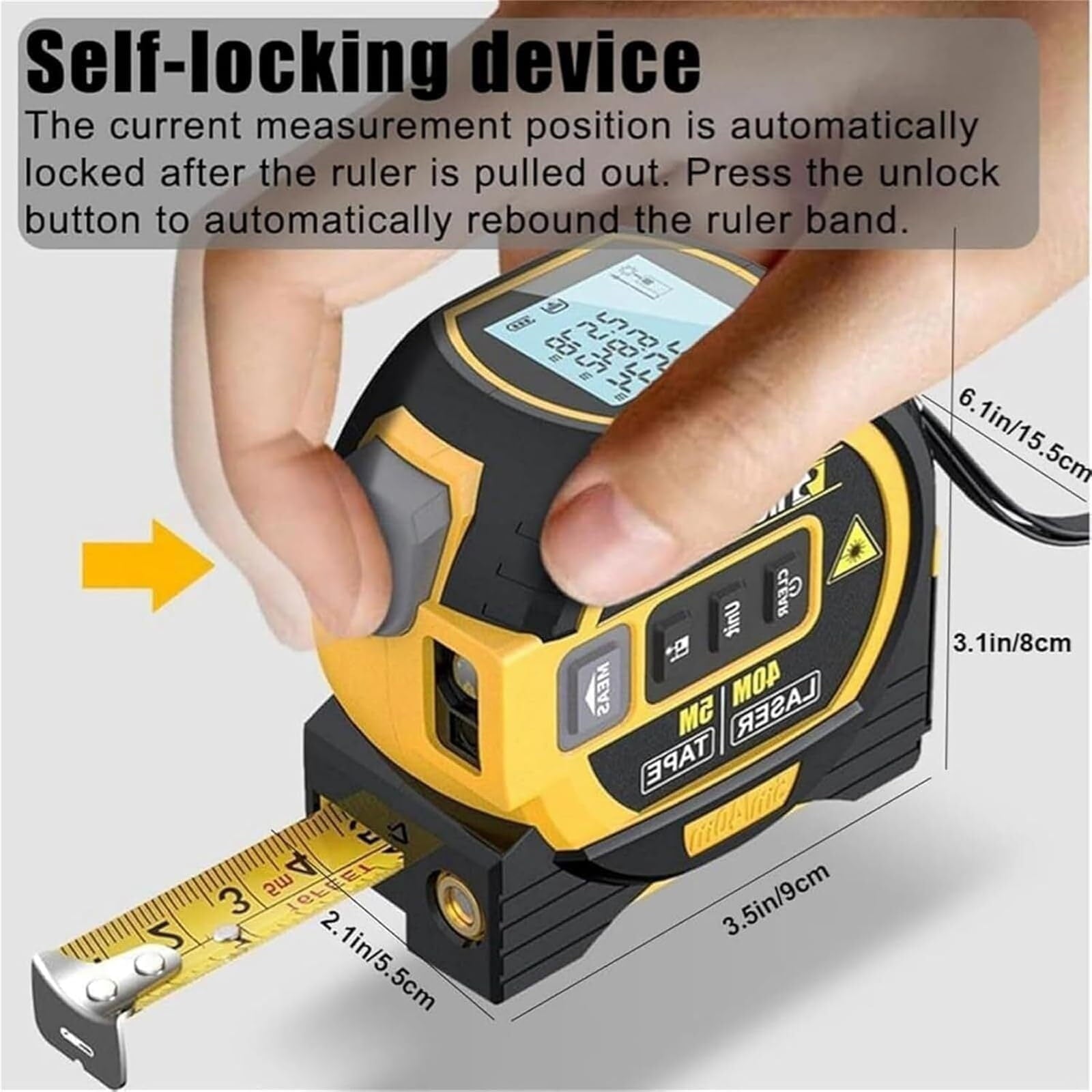 The Almighty Ruler 3-in-1 Measuring Tape, Almighty Tools Tape Measure with Led Display(196 ft/60 m) - Image 2