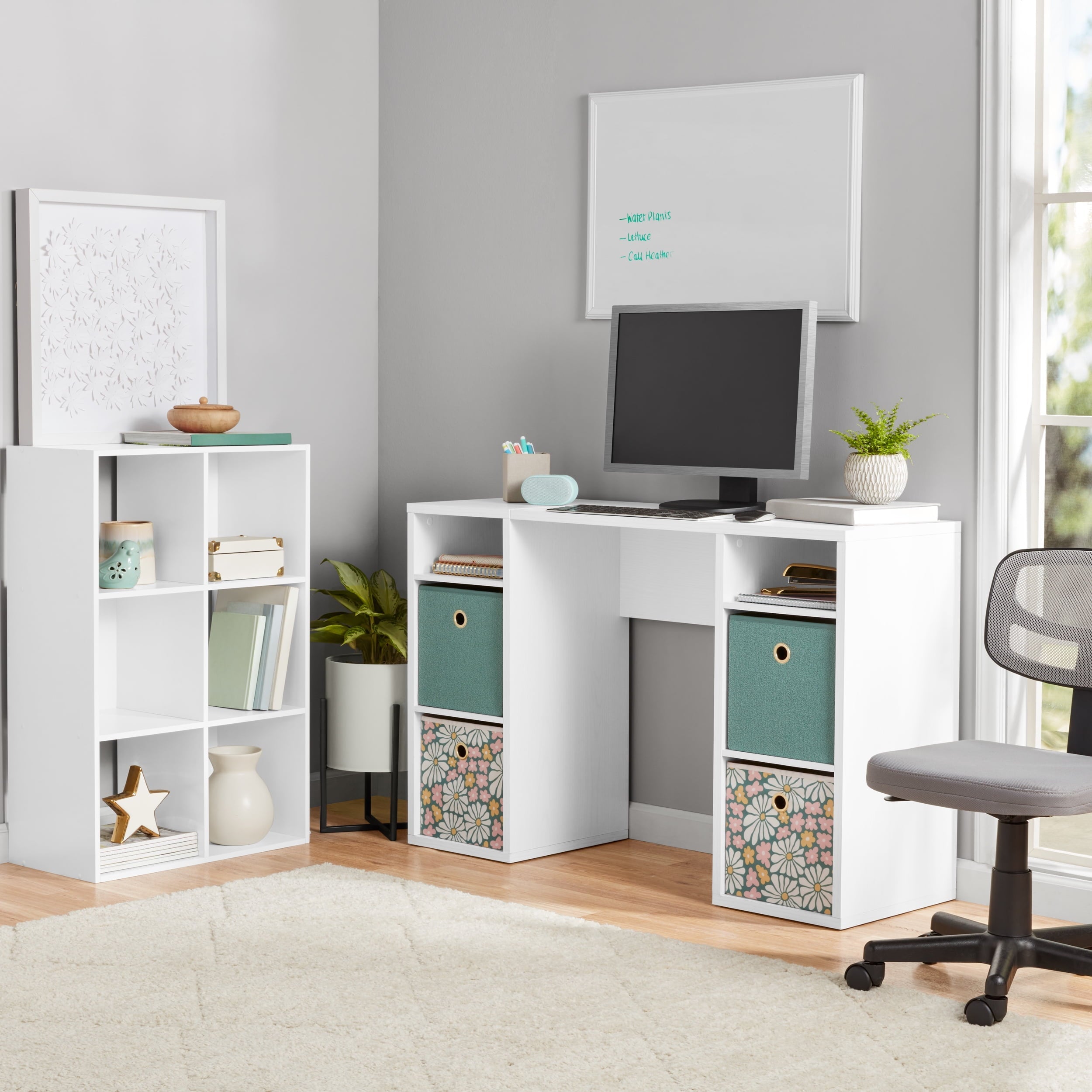6 Cube Storage Organizer, White Portable for Home