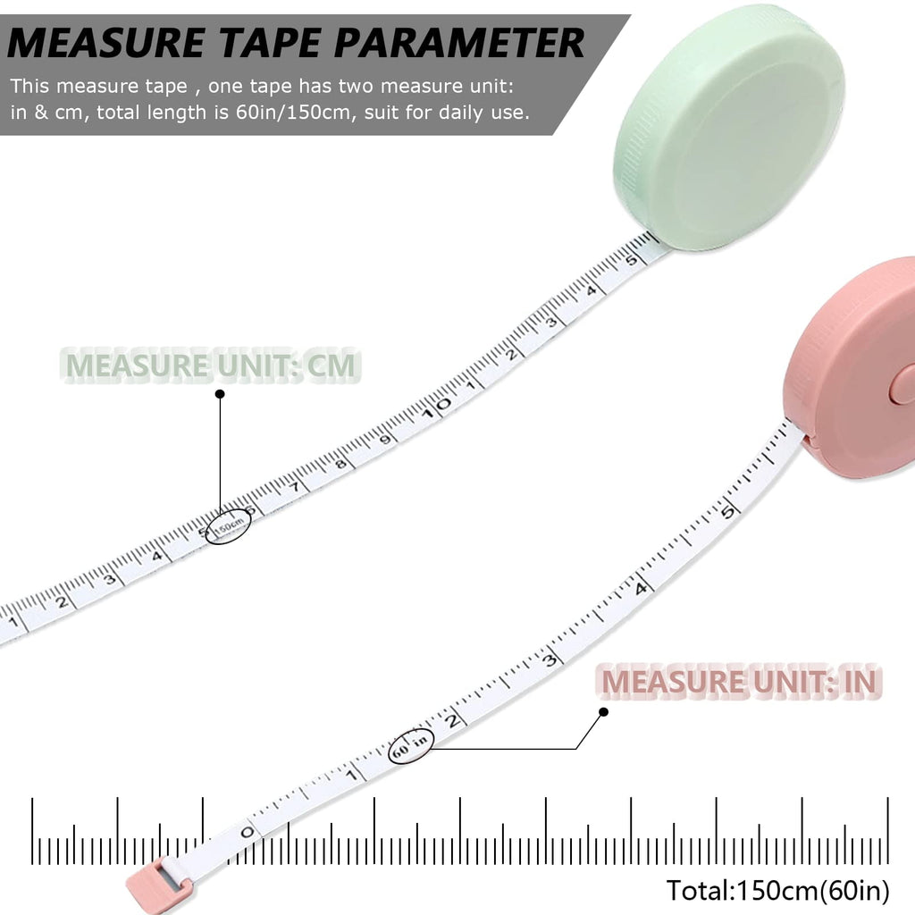 6 PC Retractable Tape Measure + Soft Measuring Tape for Body Measurements(60-Inch), Premium Sewing Tape Double Scale ... - Image 2