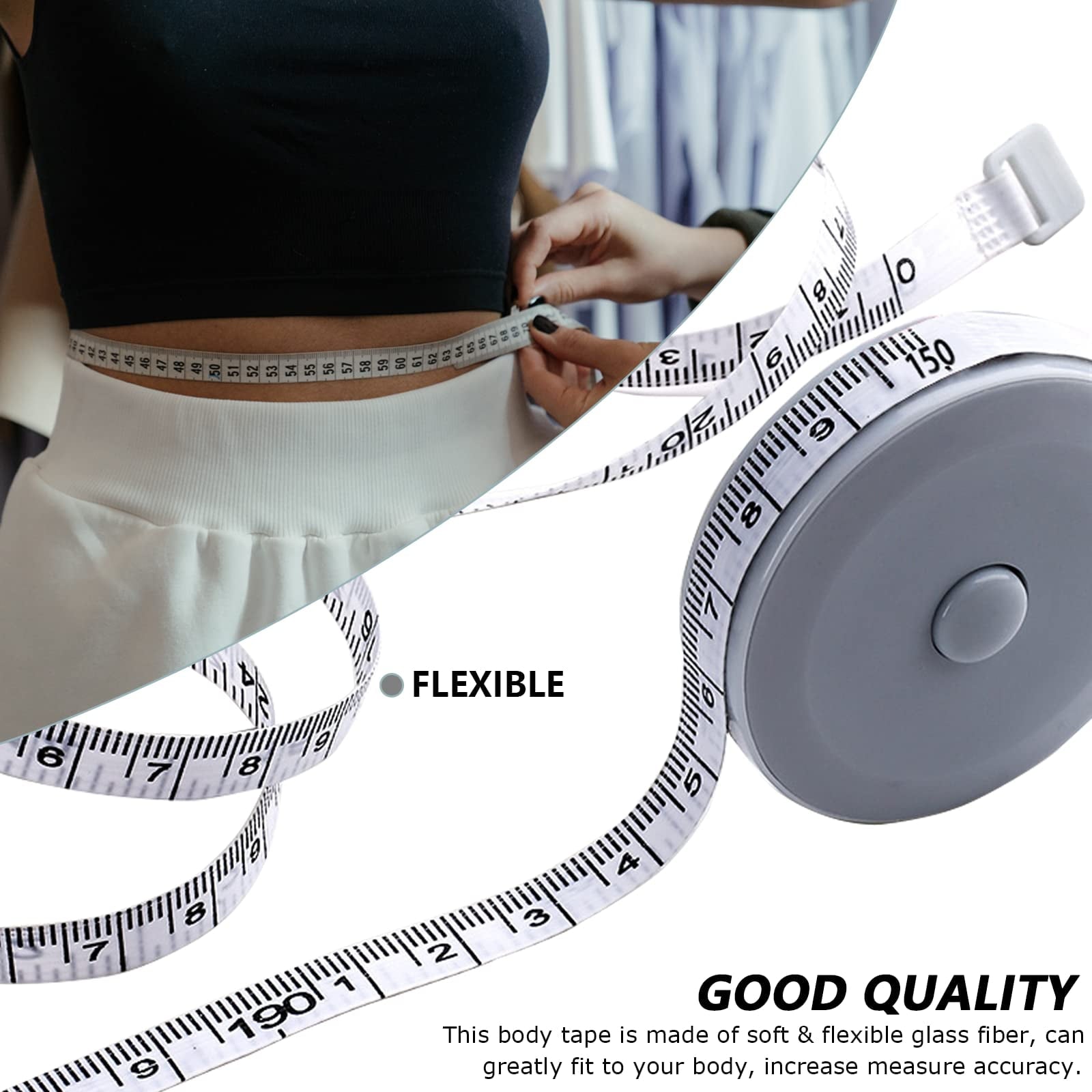 6 PC Retractable Tape Measure + Soft Measuring Tape for Body Measurements(60-Inch), Premium Sewing Tape Double Scale ... - Image 6
