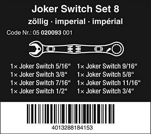 020093 Joker Combination Wrench with Switch 8 Piece Set - SAE - Image 2