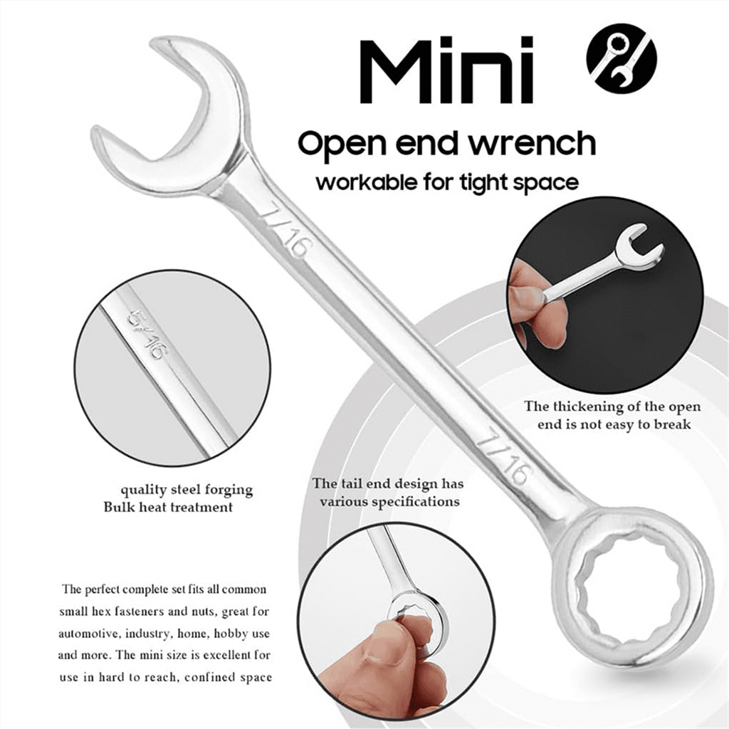 20 Pcs Open End Wrench Set, Mini Metric SAE Combination Set Thin, Ratchet Wrenches Mul pwm25 - Image 3