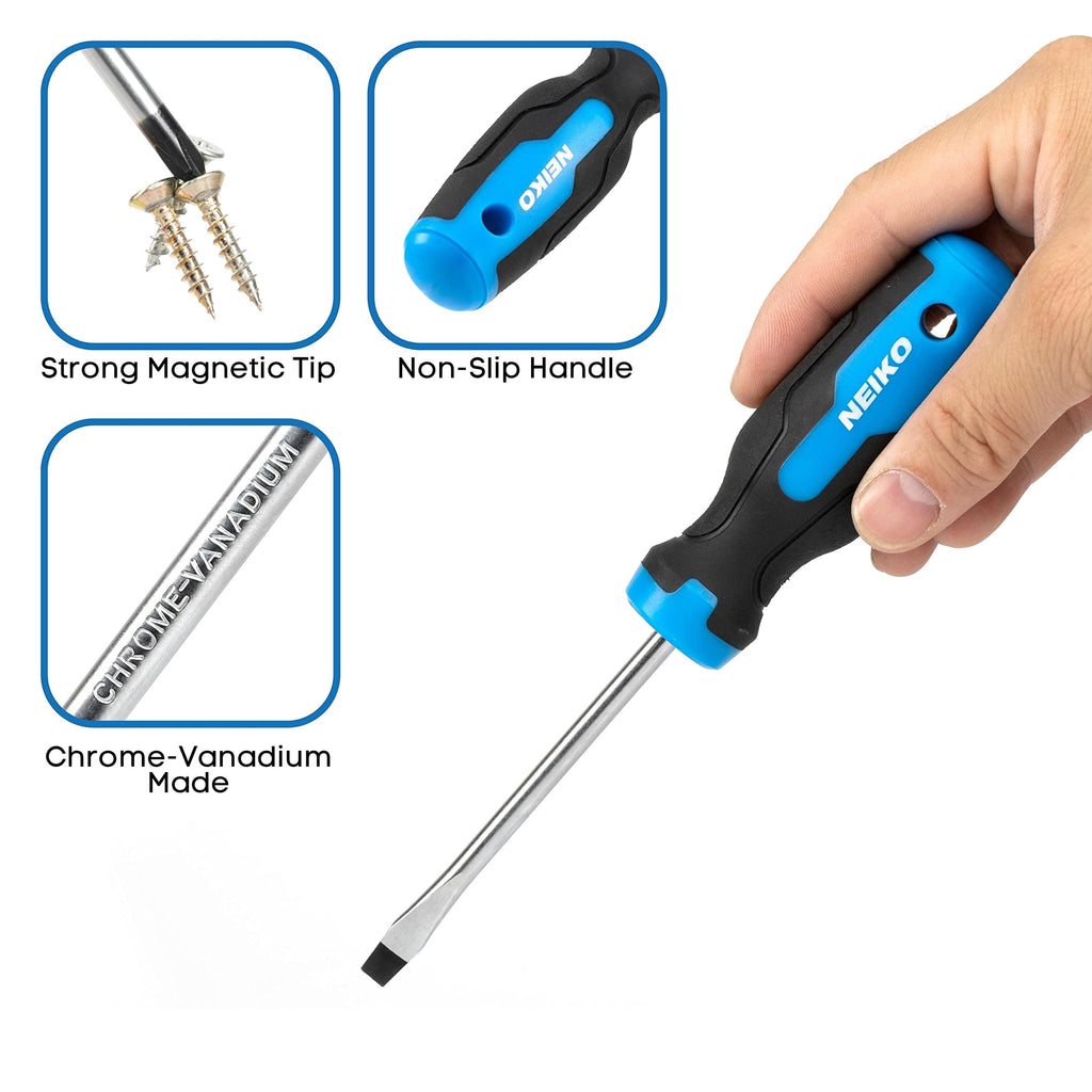 01378A Magnetic Screwdriver Set, 10 Piece, Phillips & Flathead, Heat Treated Chrome Vanadium Steel, Slotted Head Tip ... - Image 3