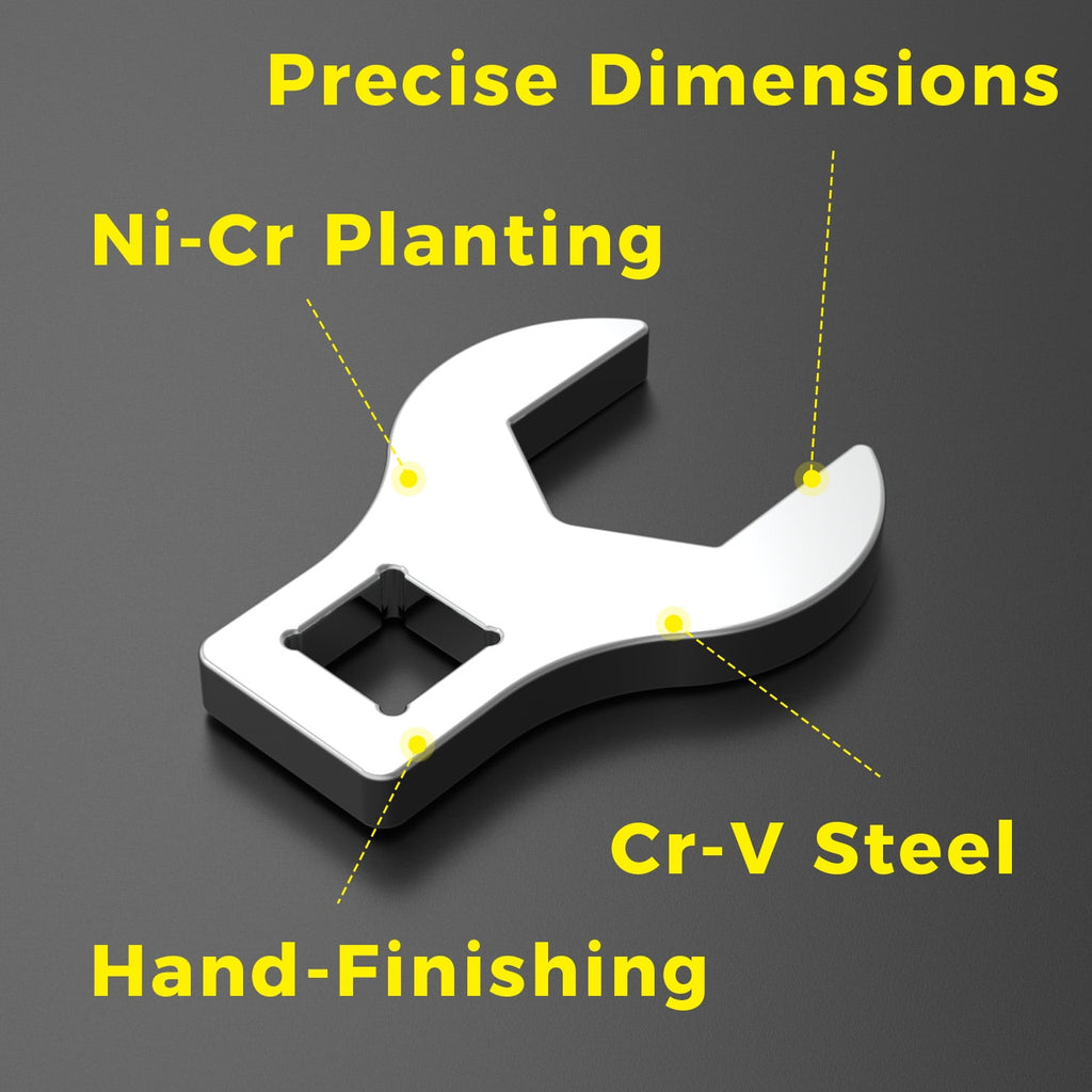 3/8" Wrench Set, 10 Piece Cr-V Steel + Ni-Cr Plating Super Hard Open End Crow Foot Tool Set, Metric 10-19 mm Crows Fe... - Image 6