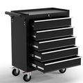 5-Drawer Cart with Wheels,High Capacity Cabinet with Locking System for Garage, Warehouse, Workshop-Black
