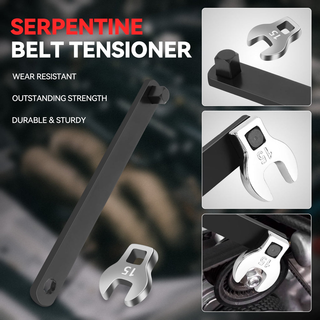 DNA Motoring 9Pcs 0.38" Pulley Wrench Installation Removal Serpentine Belt Tool Set w/ Case - Image 3