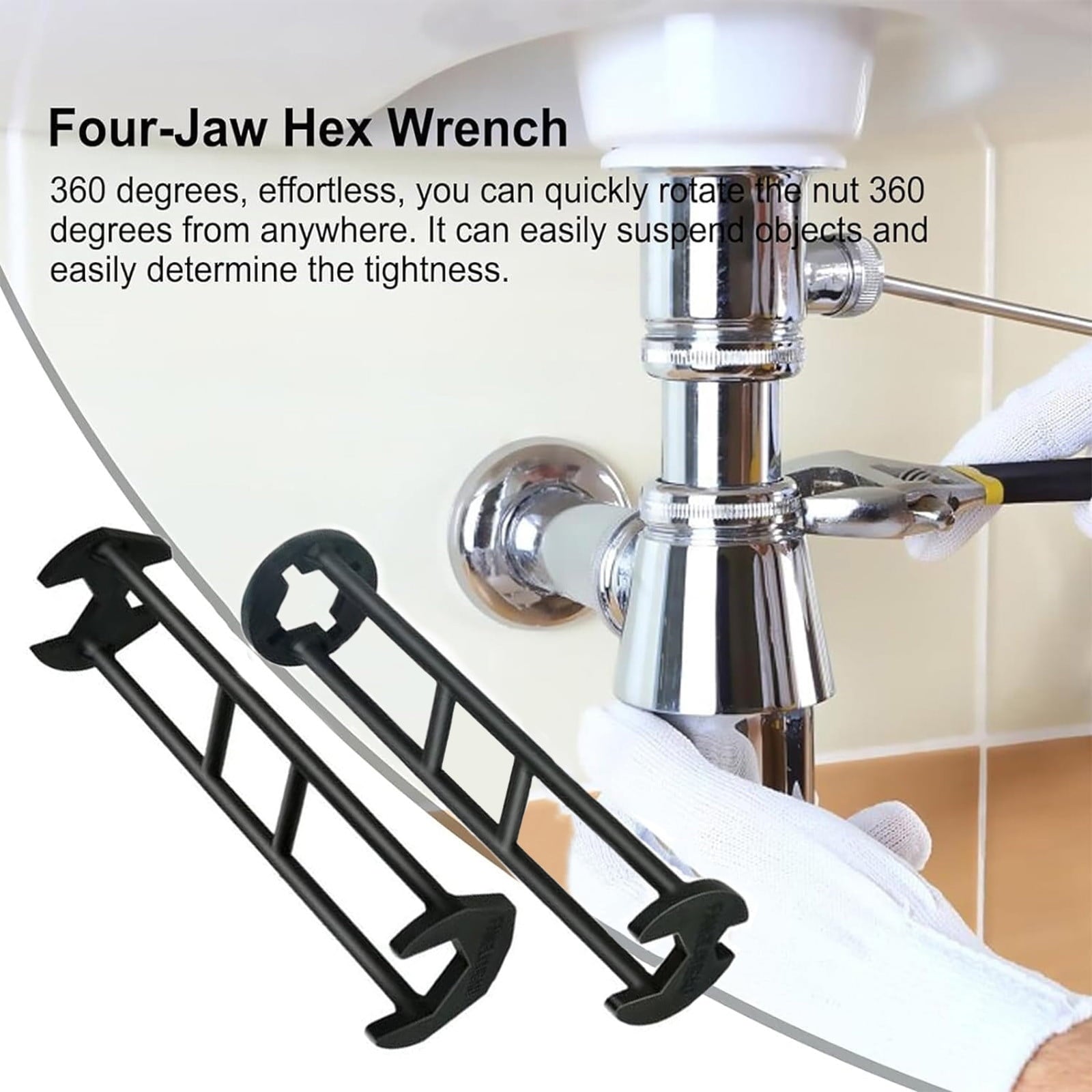 Fankiway Multifunctional Sink Wrench, Sink Wrench Set Universal Under Sink Plumbers Wrench, Carbon Steel Robust Fauce... - Image 6
