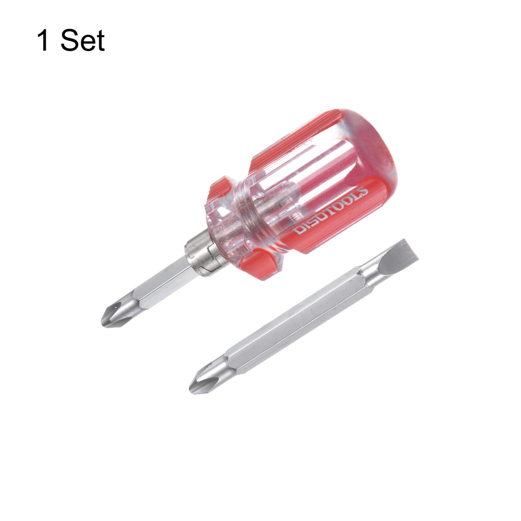 Uxcell 2 in 1 Short Screwdrivers Set PH2 Phillips SL6 Flat Head Stubby Magnetic CR-V Screwdrivers Pocket Tip Slotted - Image 3