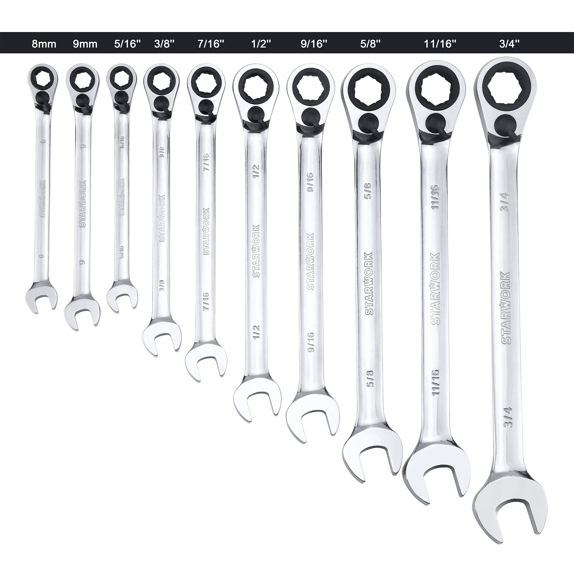 TRUE MECHANIC 20 Pc. Reversible Ratcheting Combination Wrench Set - Image 2