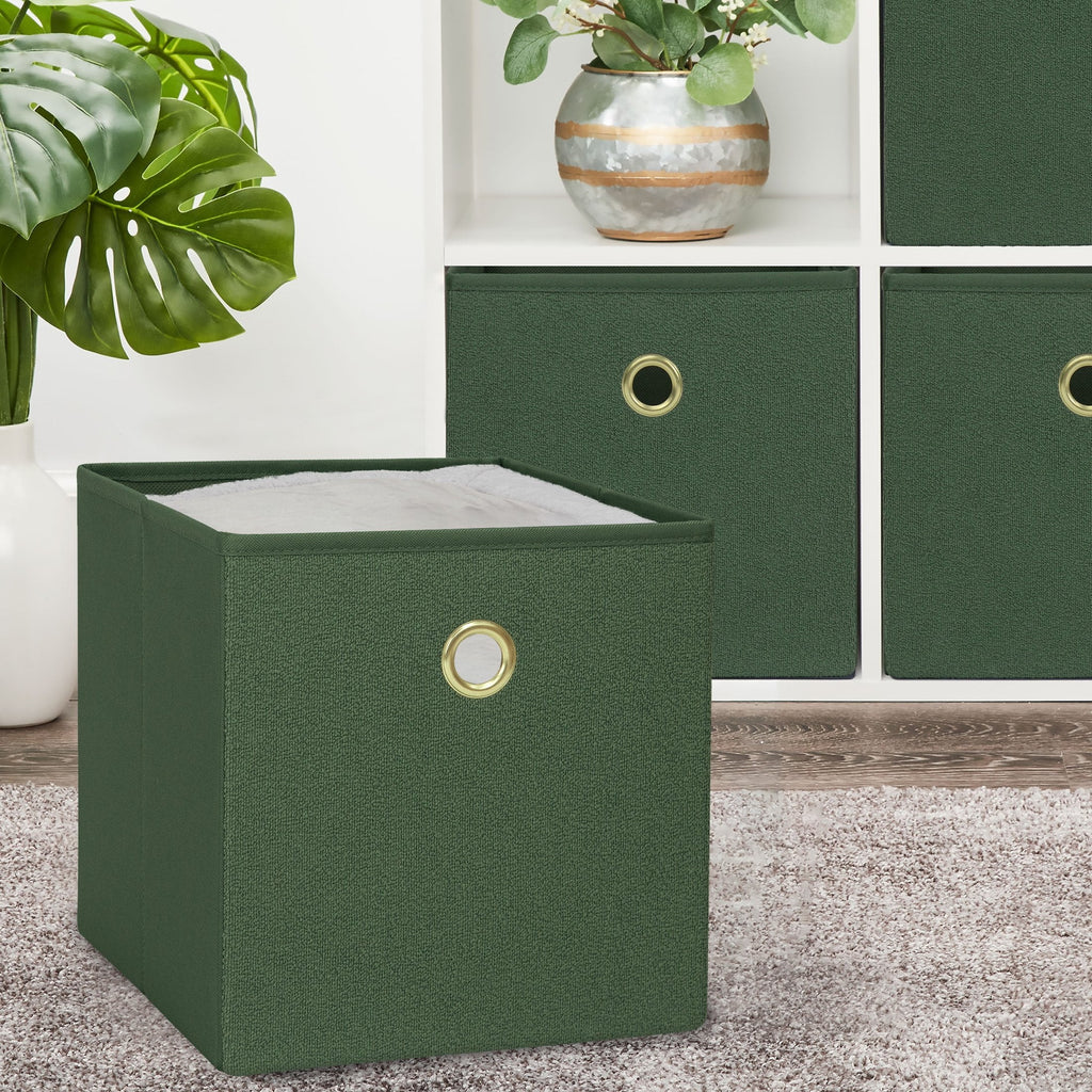 Collapsible Fabric Cube Storage Bin, Rich Black