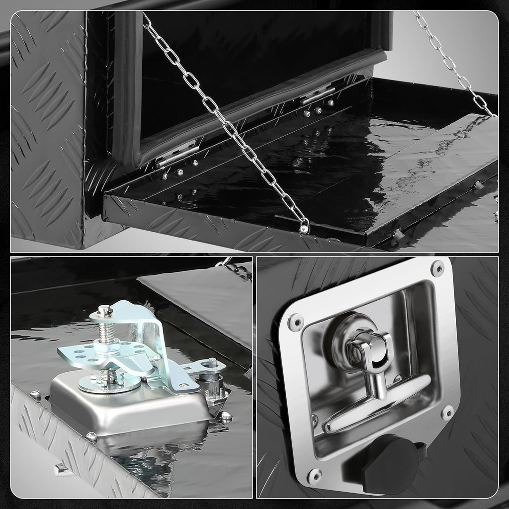 18" 17.7"x18" Aluminum Tool Box Pickup Truck Bed RV Trailer Storage w/Lock & Key Black - Image 6