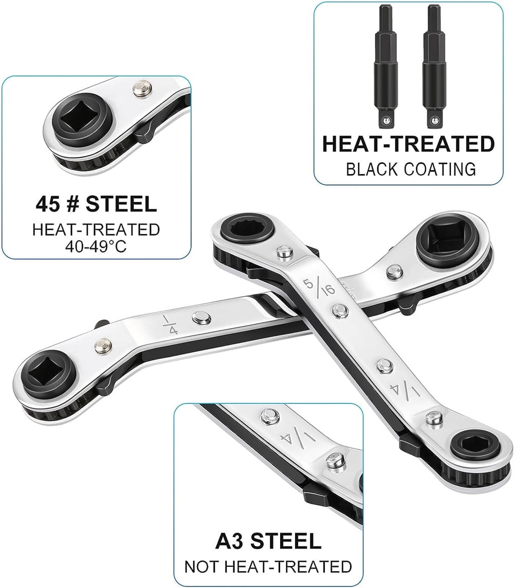 Refrigeration Set, 3/8 to 1/4, 5/16'' x 1/4'' Ratcheting with Hex Bit Adapter for Air Conditioning, Refrigeration Equ... - Image 6