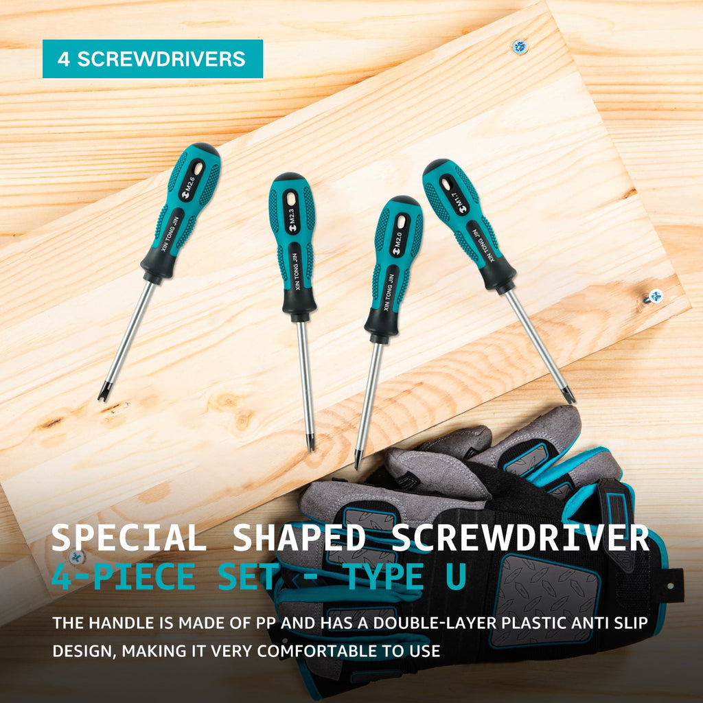 4Pcs Screwdriver Set U-Shape Head Precision Screw Drivers Hand Tool Kit Cr-V Professional Spanner Screwdriver Kit M1.7 x 50mm M2.0 x 50mm M2 - Image 5