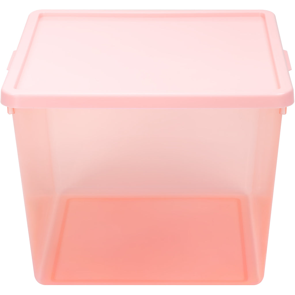 Kids Large Tinted Clear Plastic Stacking Storage Bin with Lid, Grey, 12 in x 12.4 in x 9.4 in