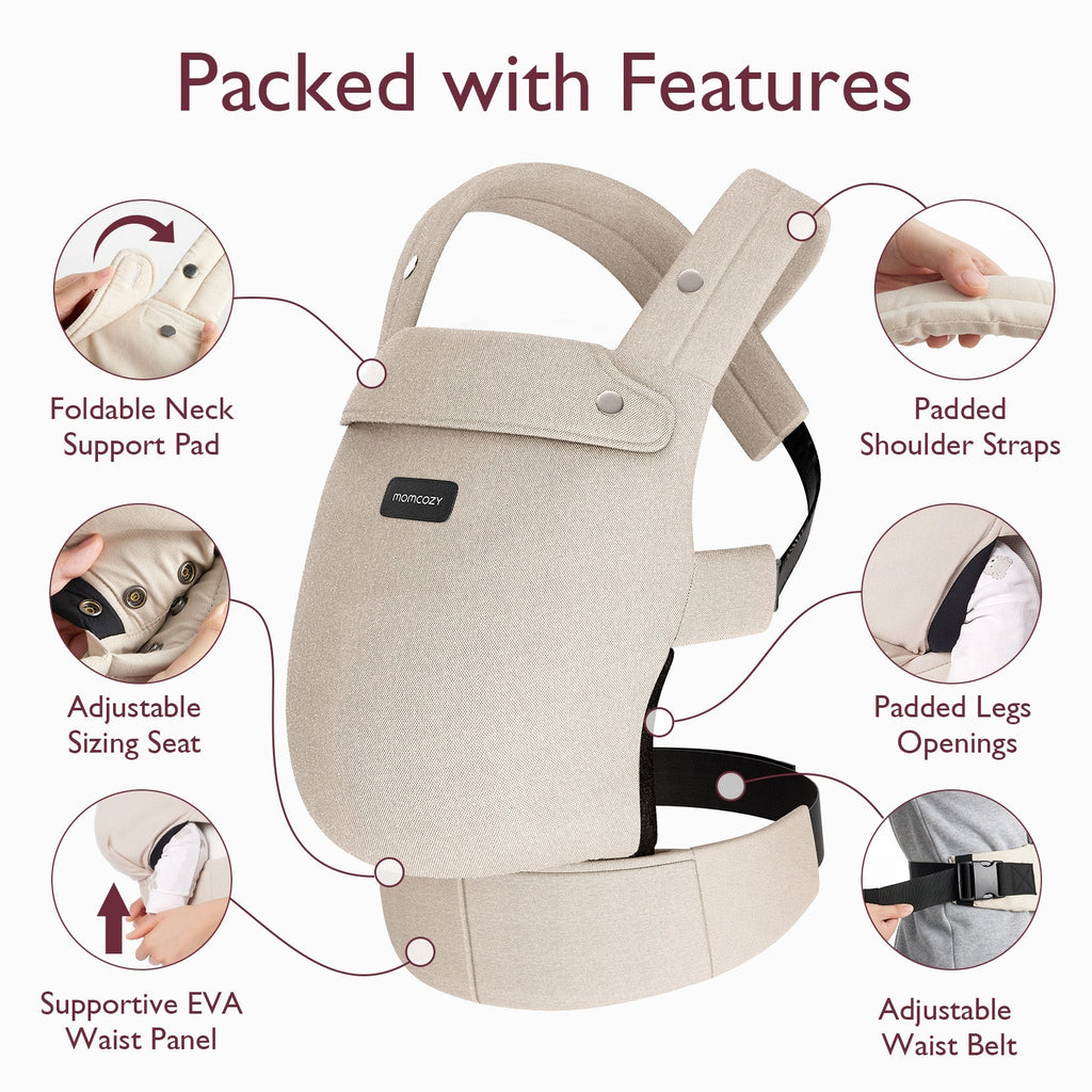 Comfort Bundle: PureHug Baby Carrier Khaki Color and Ergonest Belly Band