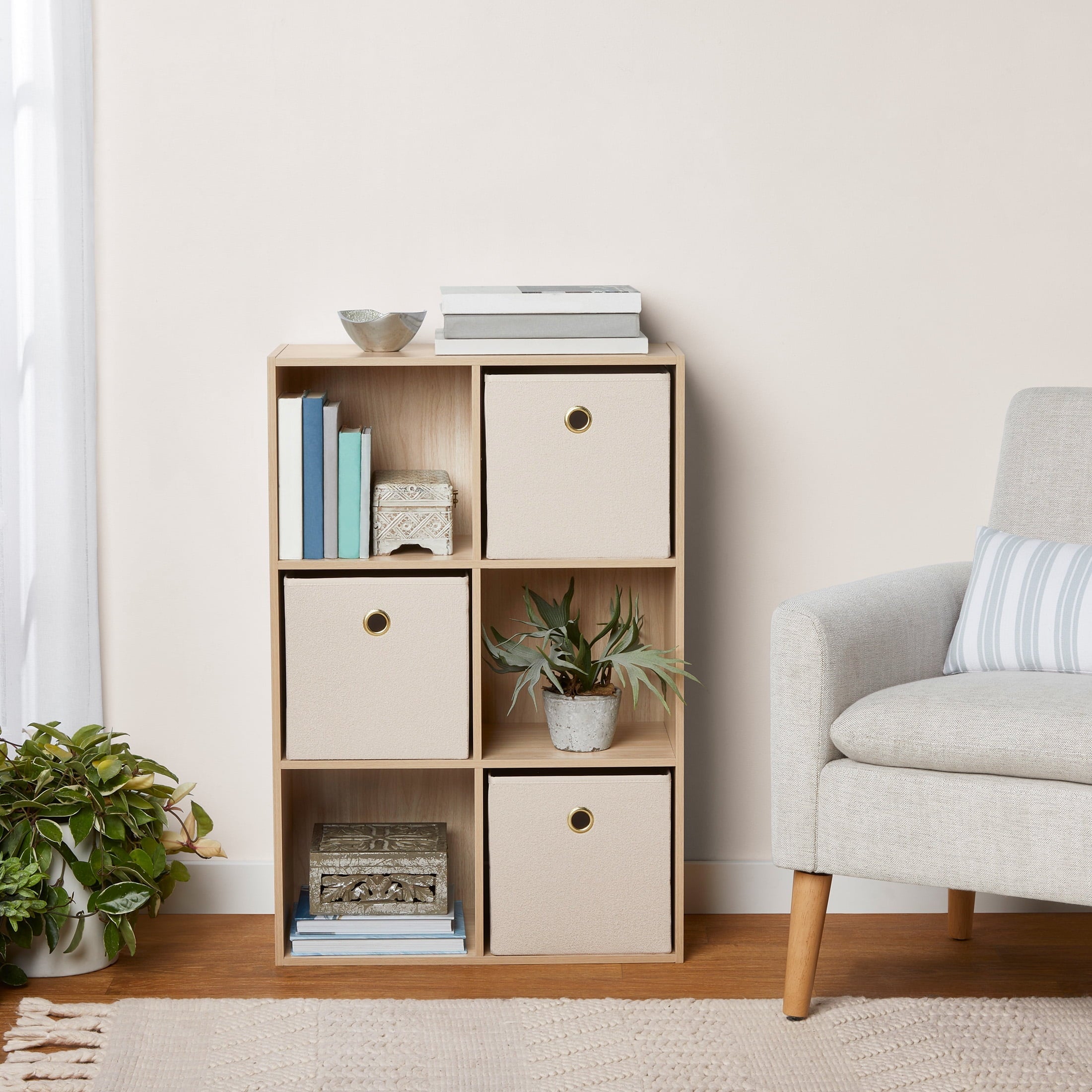 6 Cube Storage Organizer, White Portable for Home
