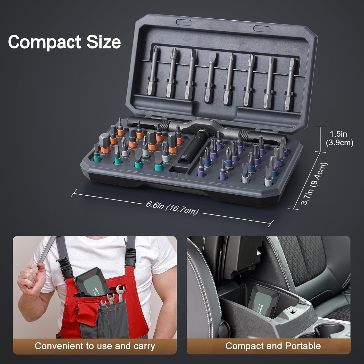 42 in 1 Magnetic Screwdriver Set, DIY Ratchet Screwdriver Set, Multi Bit Magnetic Drive Set with Detachable Ratchet Handle, Portable Compact - Image 6