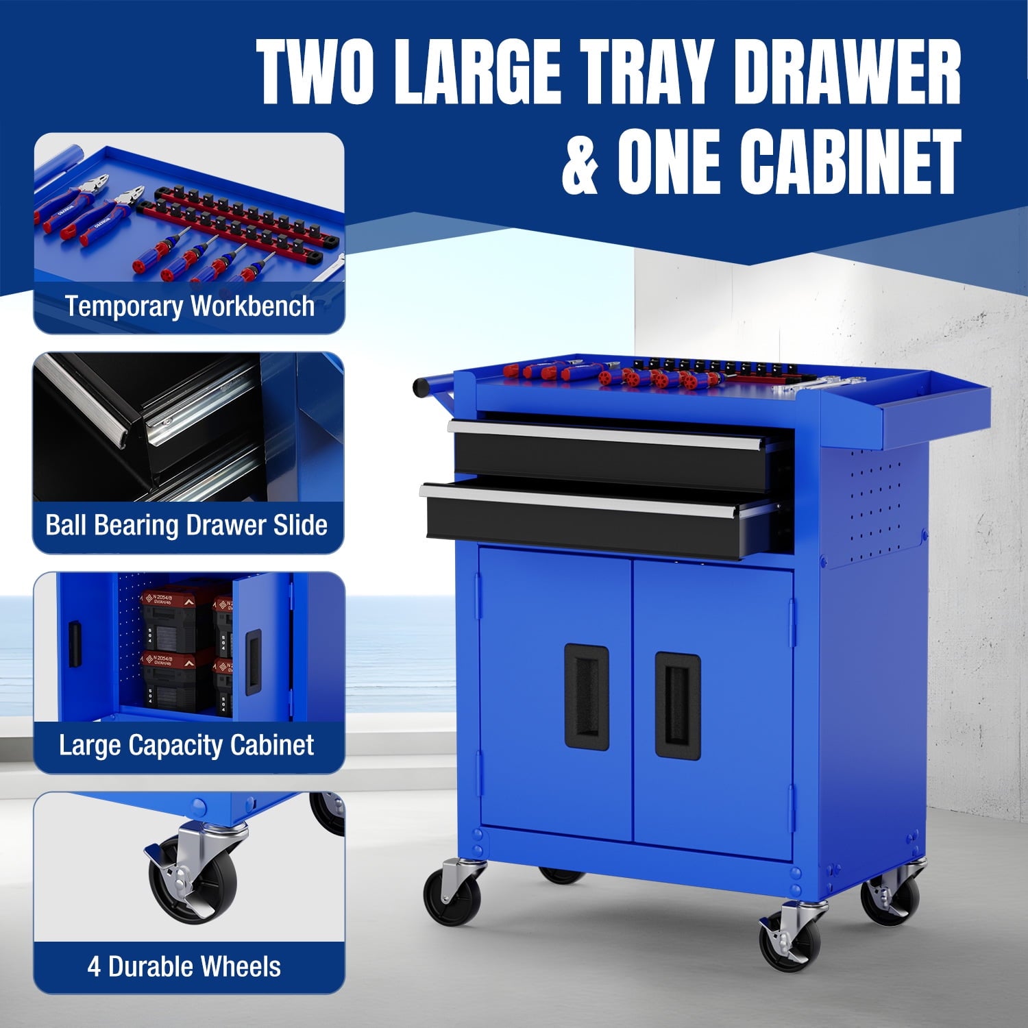 20 inch 5-Drawer Rolling Tool Chest, Sliding Metal Drawer Rolling Tool Storage Cabinet, Removable Toolbox Organizer f... - Image 5