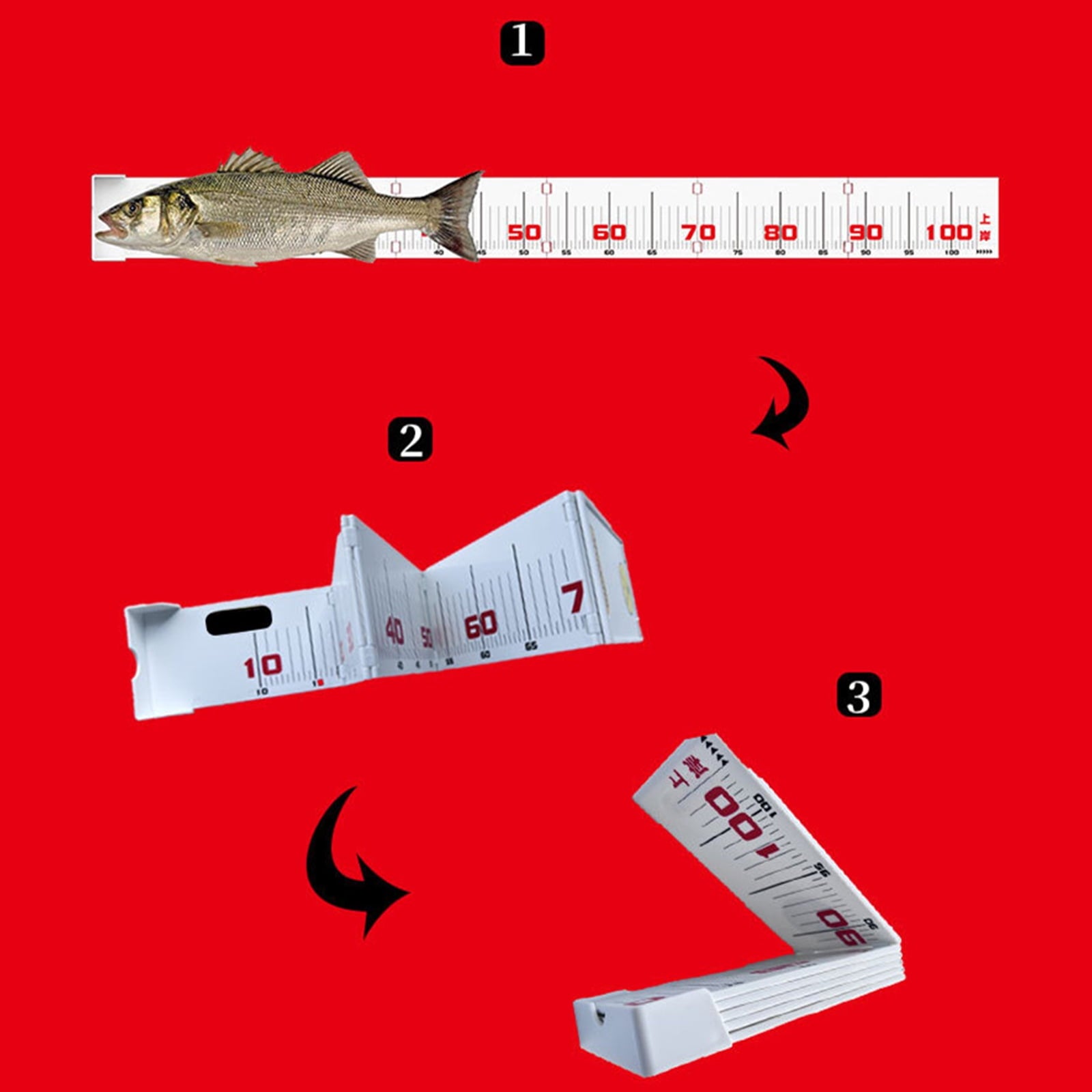 Measuring Tape Foldable Fishing Essential Tape Measure Saltwater Fish Ruler Measurement Tool for Anglers - Image 2