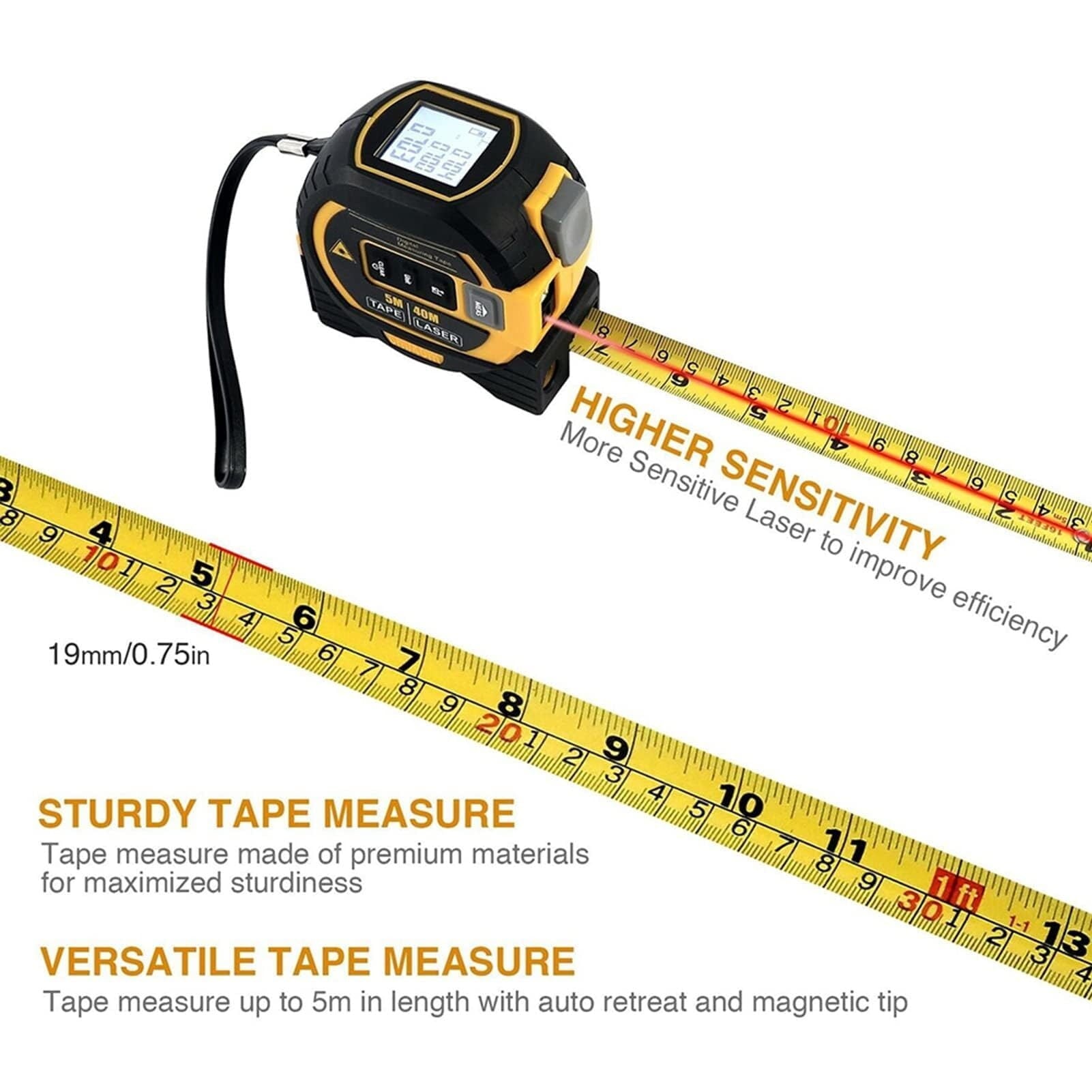 The Almighty Ruler 3-in-1 Measuring Tape, Almighty Tools Tape Measure with Led Display(196 ft/60 m) - Image 6