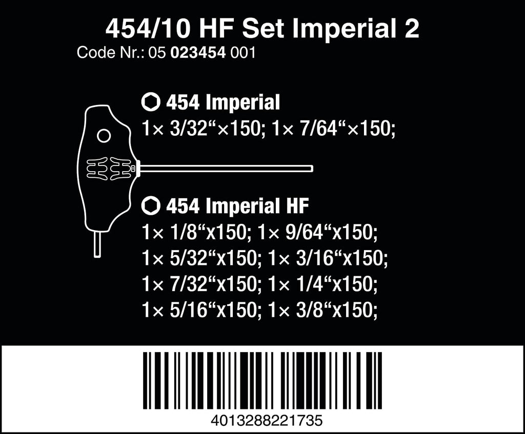 Tools 05023454001 - 454/10 HF Imperial T-handle Hex-Plus Screwdriver Set w/ - Image 2