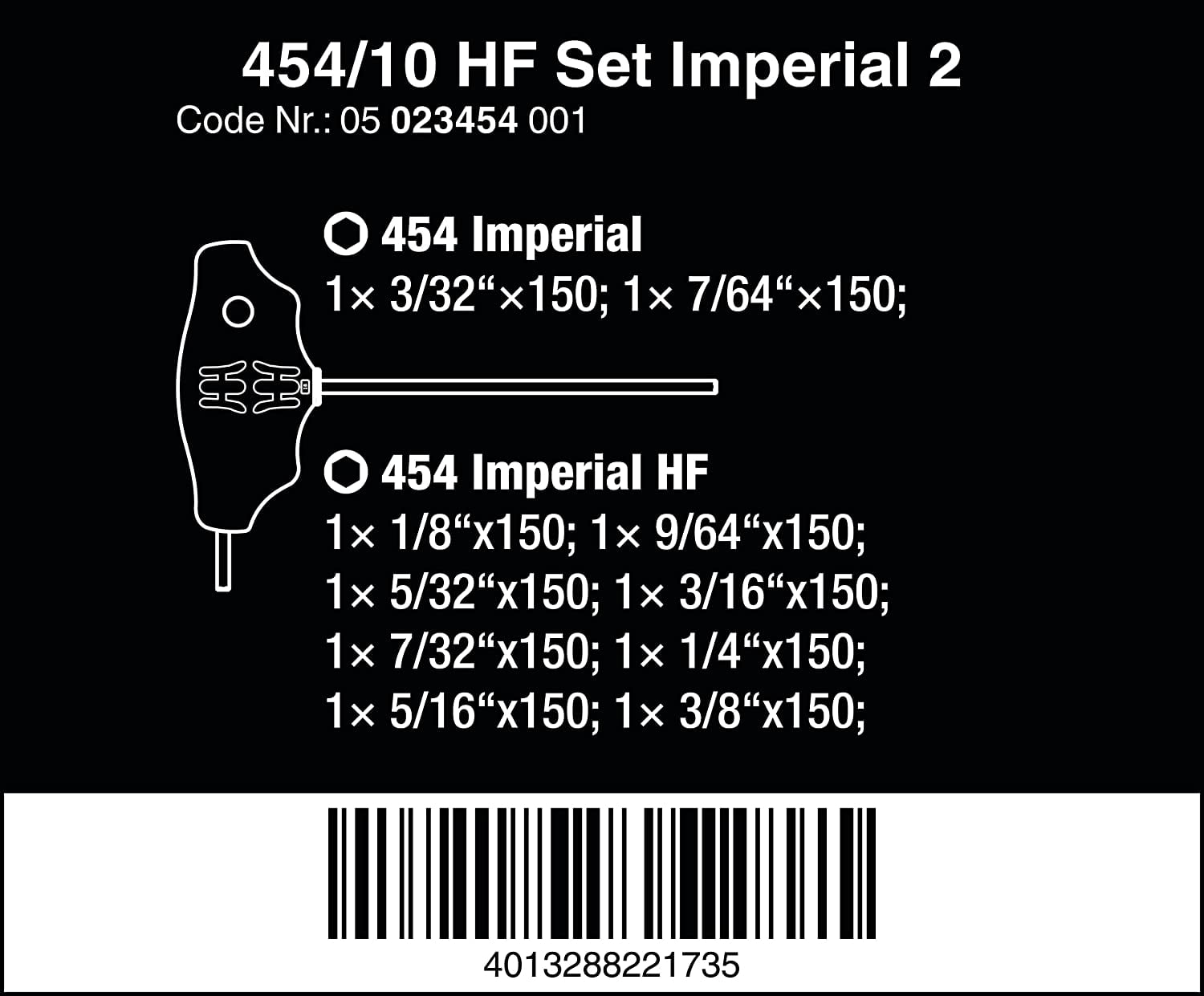 Tools 05023454001 - 454/10 HF Imperial T-handle Hex-Plus Screwdriver Set w/ - Image 2
