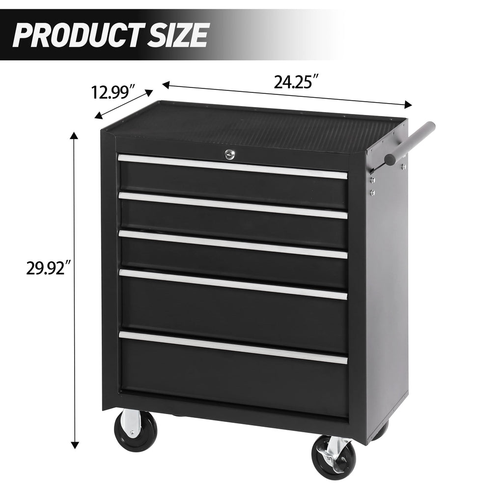 5-Drawer Chest Storage Cabinet with Wheels Organizer Box - Image 6