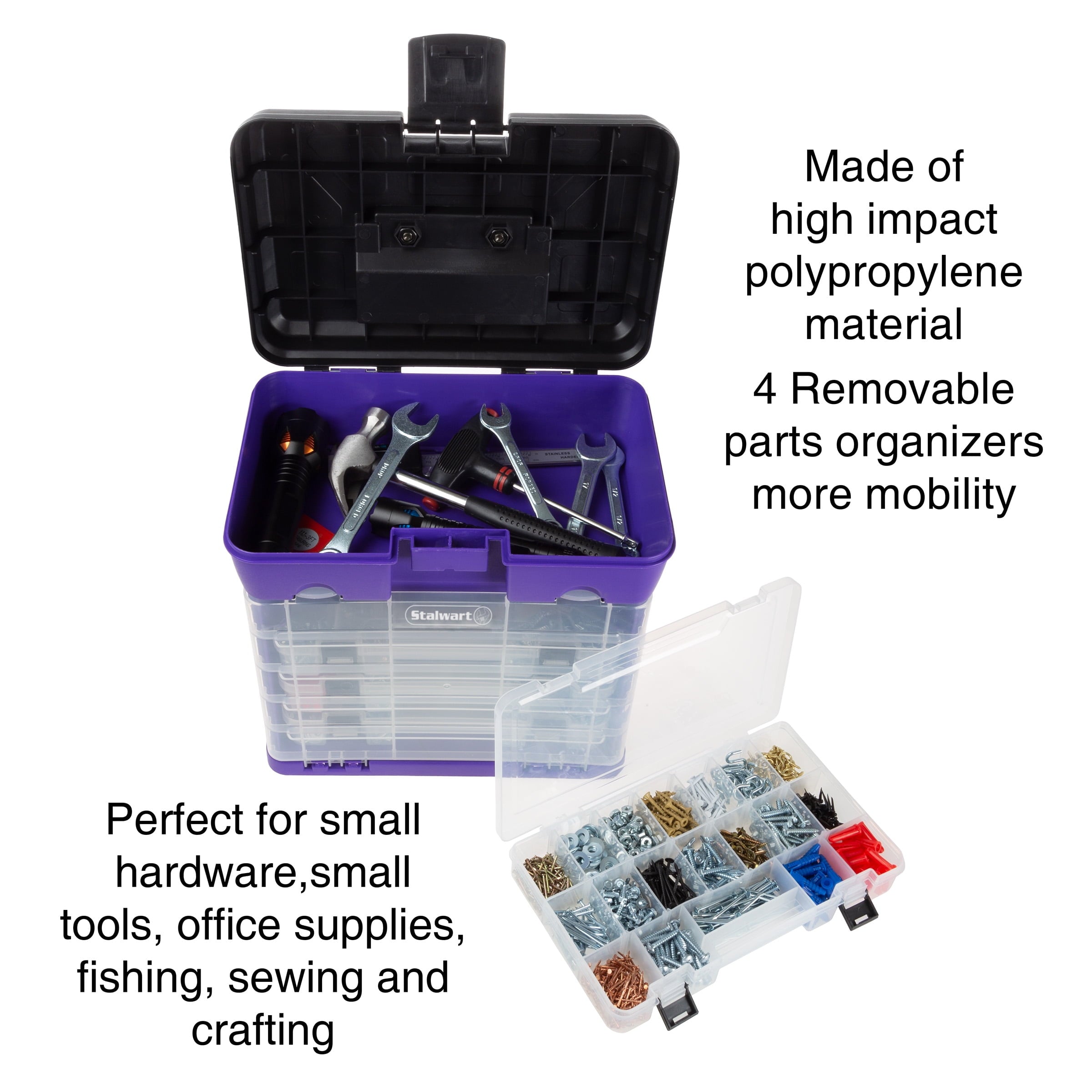 and Tool Box-Durable Organizer Utility Box-4 Drawers with 19 Compartments Each for Hardware Fish Tackle Beads and Mor... - Image 3