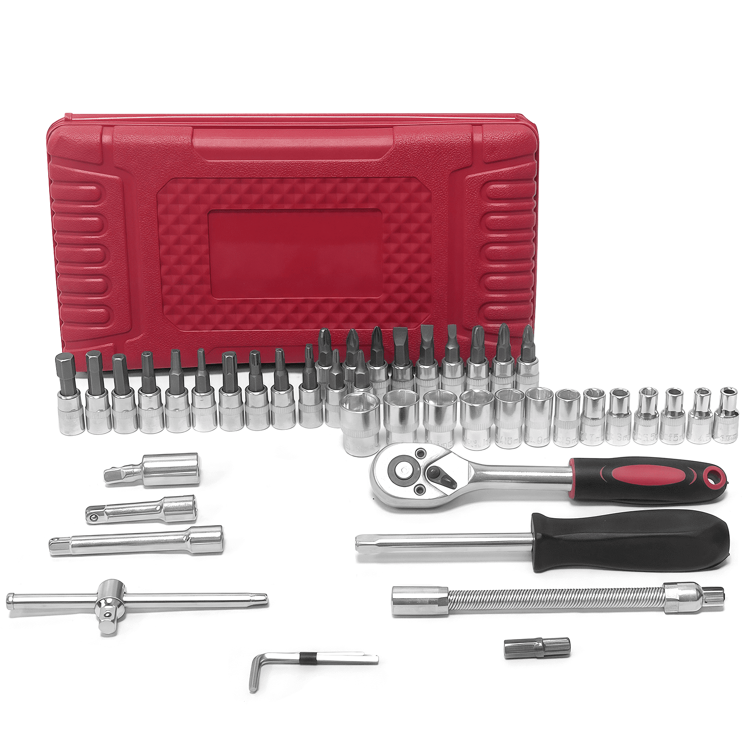 Socket Ratchet Wrench Set, 46 Pieces Screwdriver Kit with Metric Bit Sockets and Extension Bar, 1/4 inch Drive Socket... - Image 6