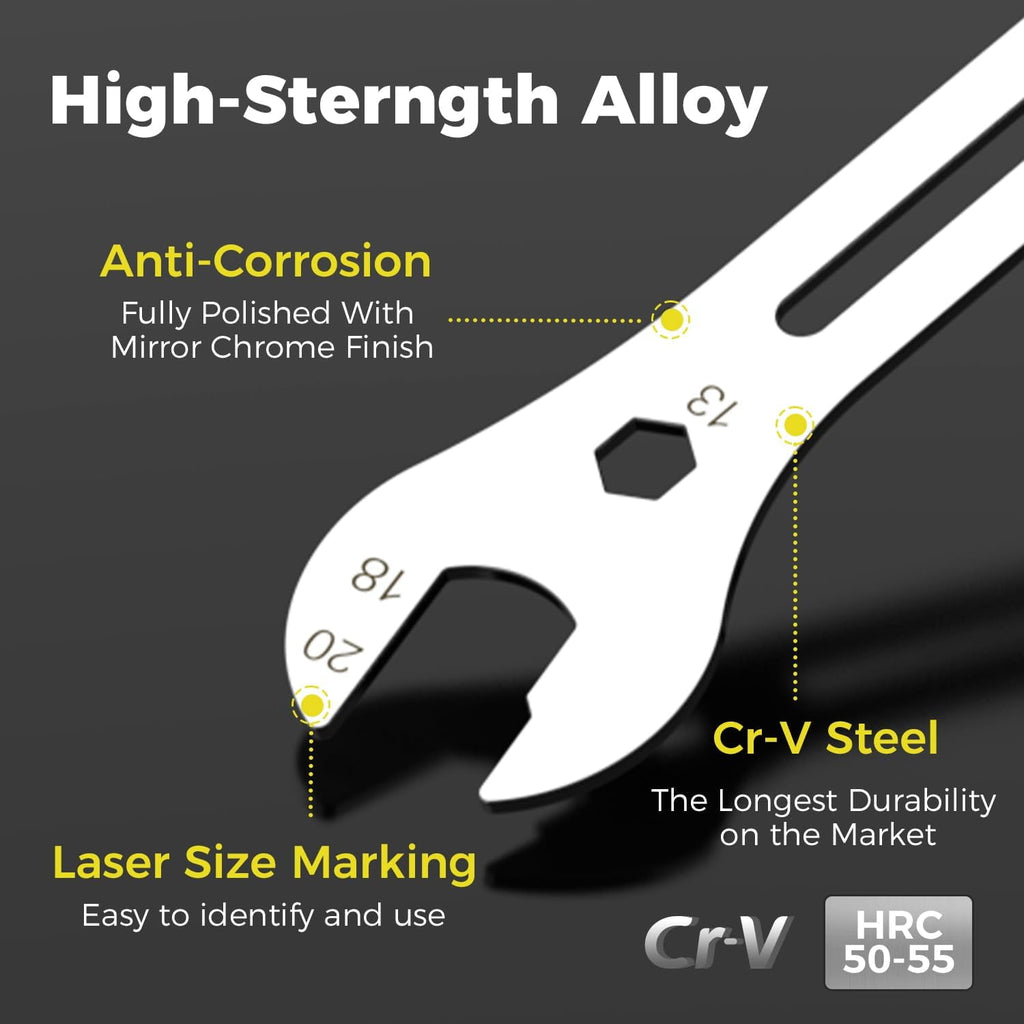 2 PCS Universal Thin Hub Cone Wrench Set, Cr-V Steel + Ni-Cr Plating Super Hard Bicycle Wheel Hub Axle Nut Install Re... - Image 2