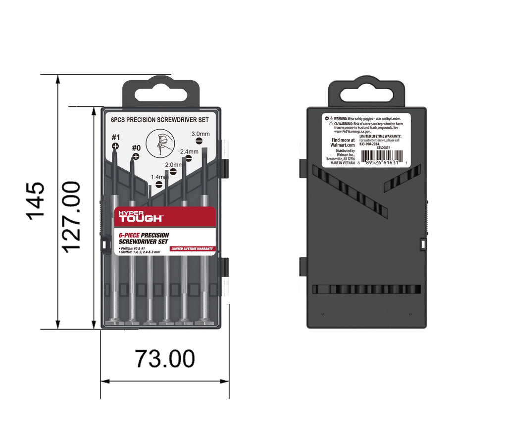 6 Piece Precision Philips and Slotted Screwdriver Set , Steel - Image 2