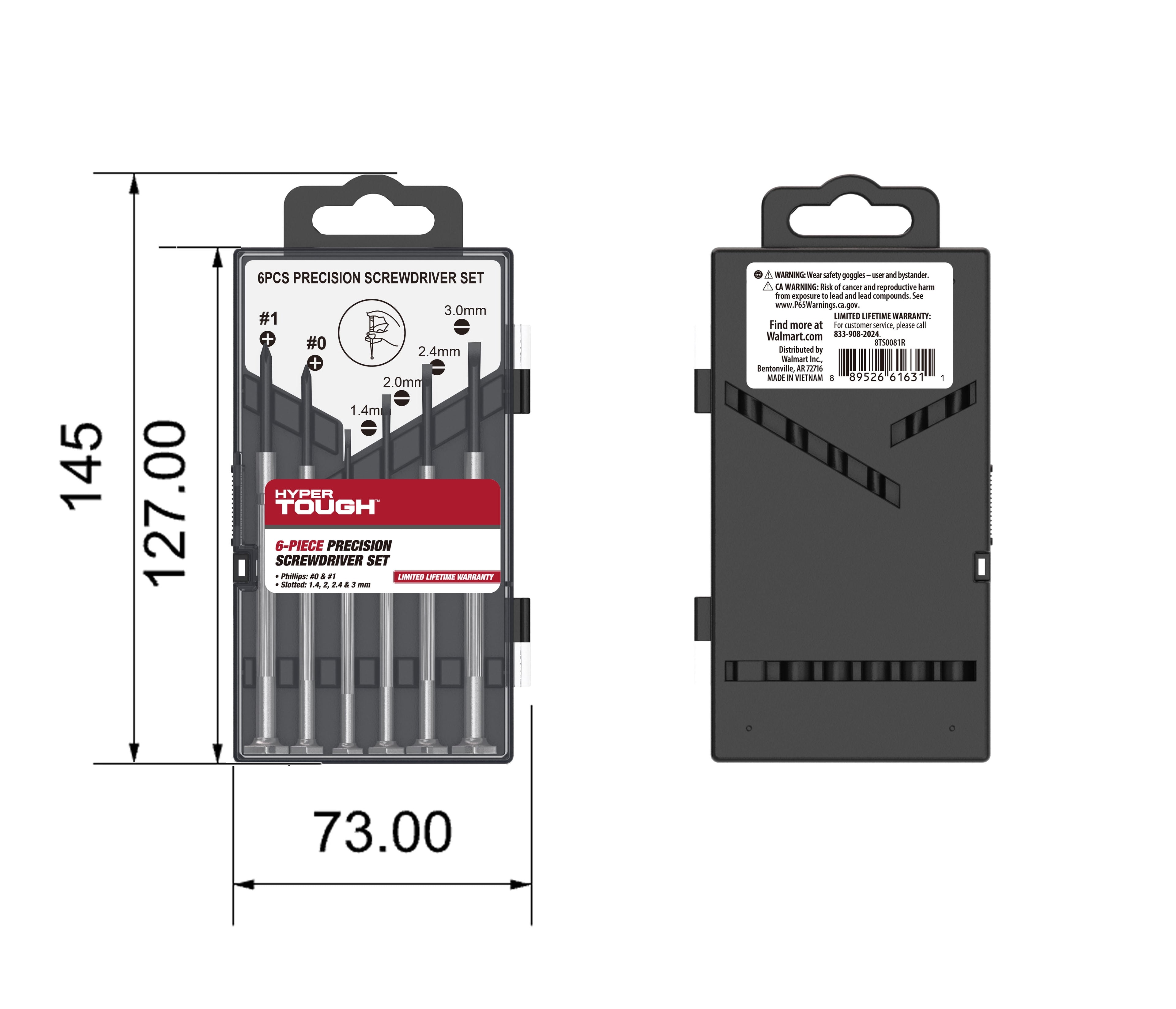 6 Piece Precision Philips and Slotted Screwdriver Set , Steel - Image 2