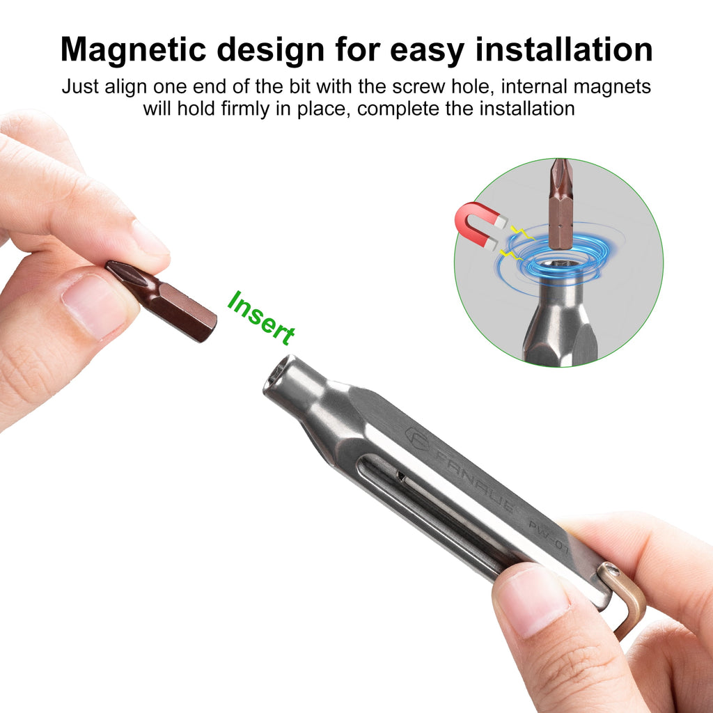 FANAUE 10-in-1 Titanium EDC Screwdriver Set with Magnetic S2 Steel Bits - Portable Multi-Torque Tool for DIY - Image 3