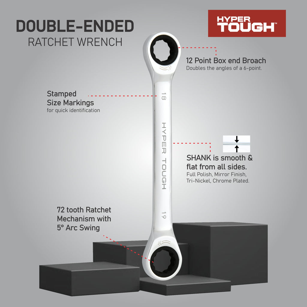5-Piece Metric Double End Ratchet Wrench Tool Set, Hand Tools - Image 6
