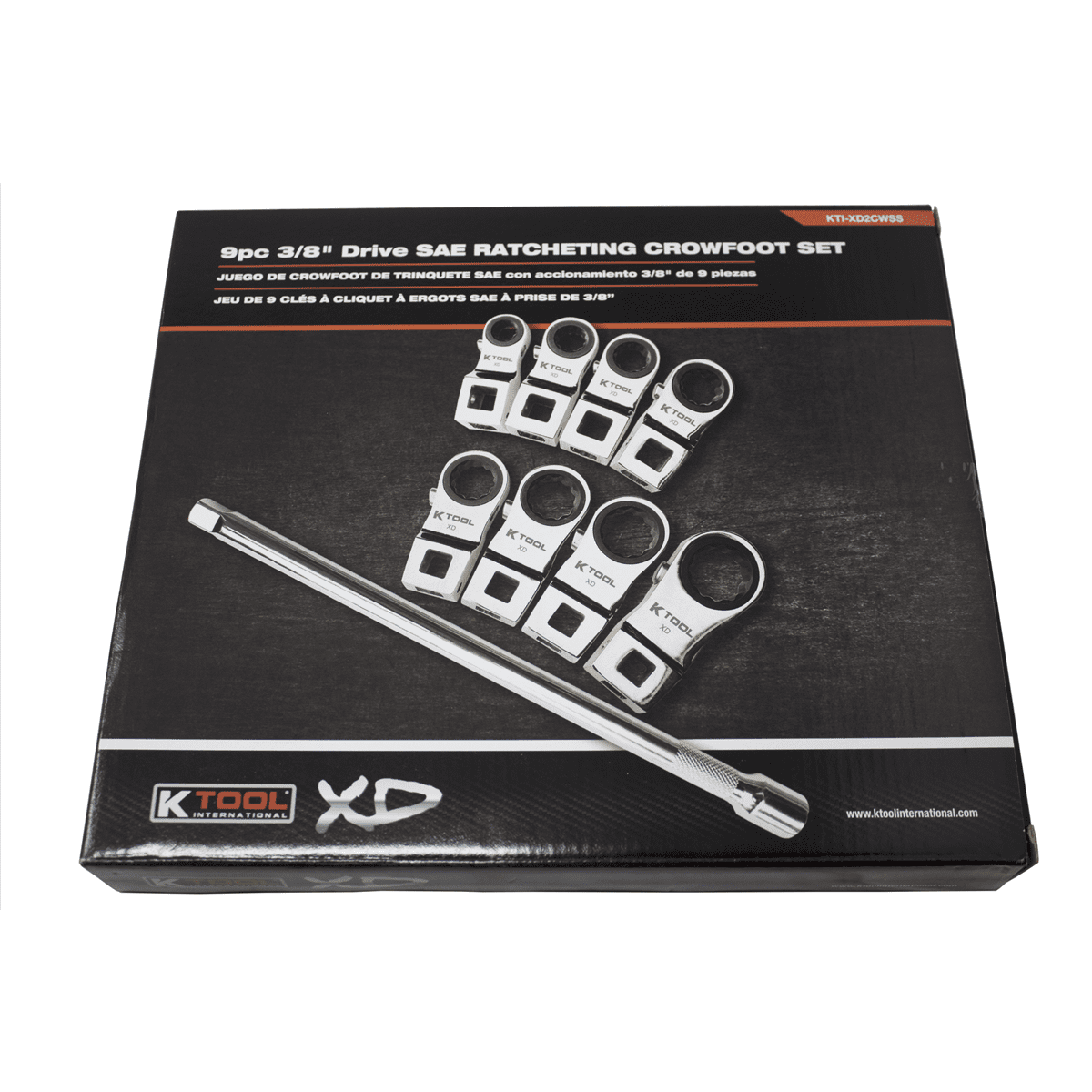 K Tool International XD2CWSS SAE Ratcheting Wrench Set 8 Piece 3/8 Drive - Image 2