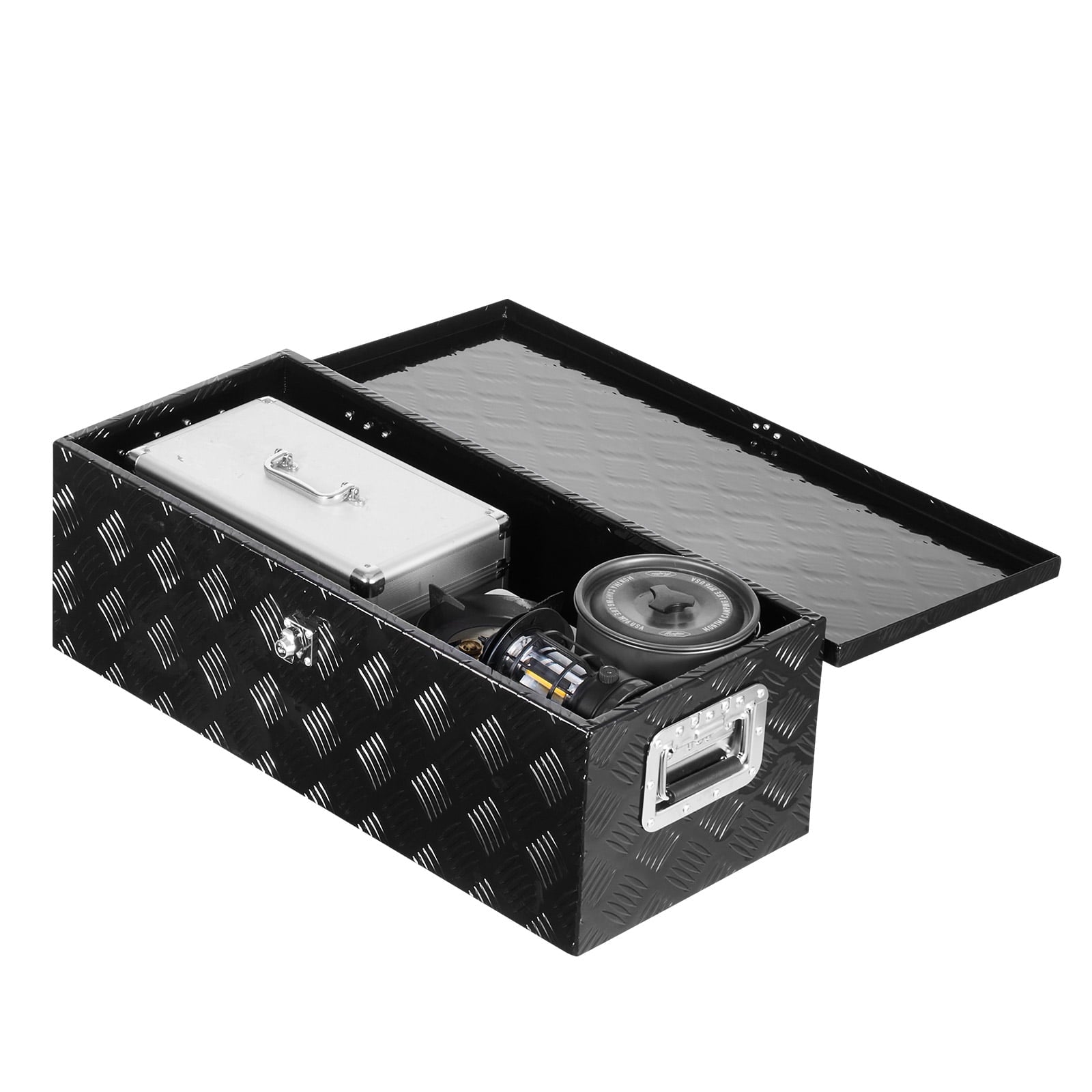 Durable Aluminum Truck Bed Tool Box, Textured Storage Box with Side Handle and Lockable Design, Organizer Chest for T... - Image 5